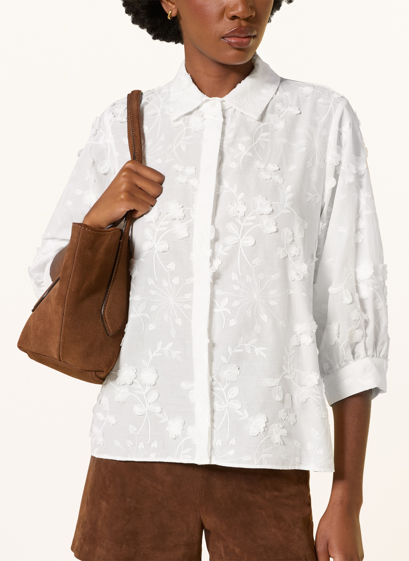 Rich & Royal Overhemdblouse met 3/4-mouwen: WIT