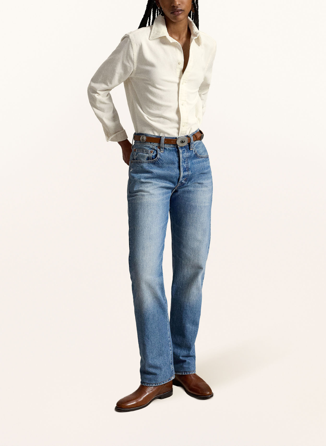 POLO RALPH LAUREN Corduroy shirt blouse: CREAM