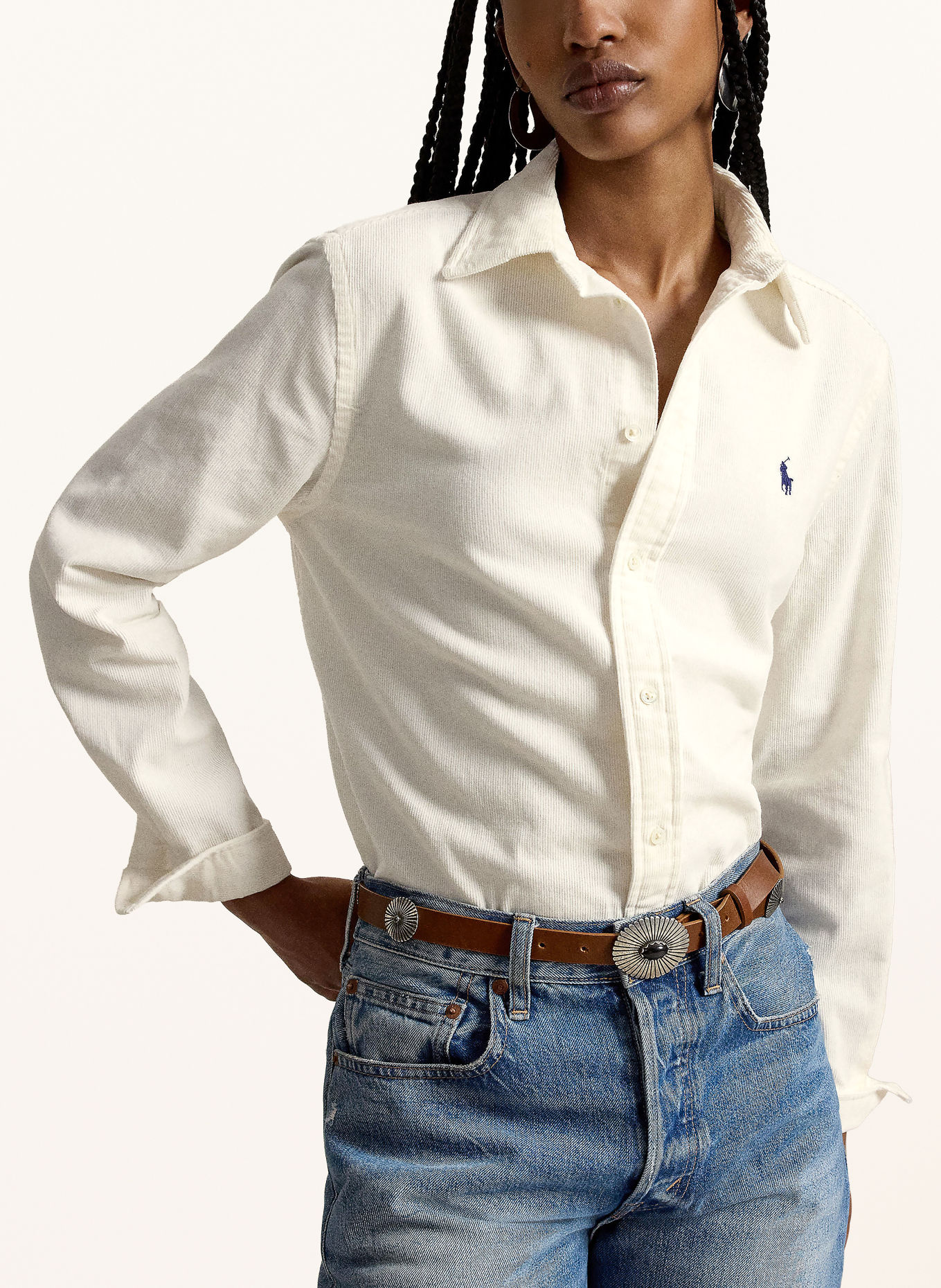 POLO RALPH LAUREN Corduroy shirt blouse: CREAM