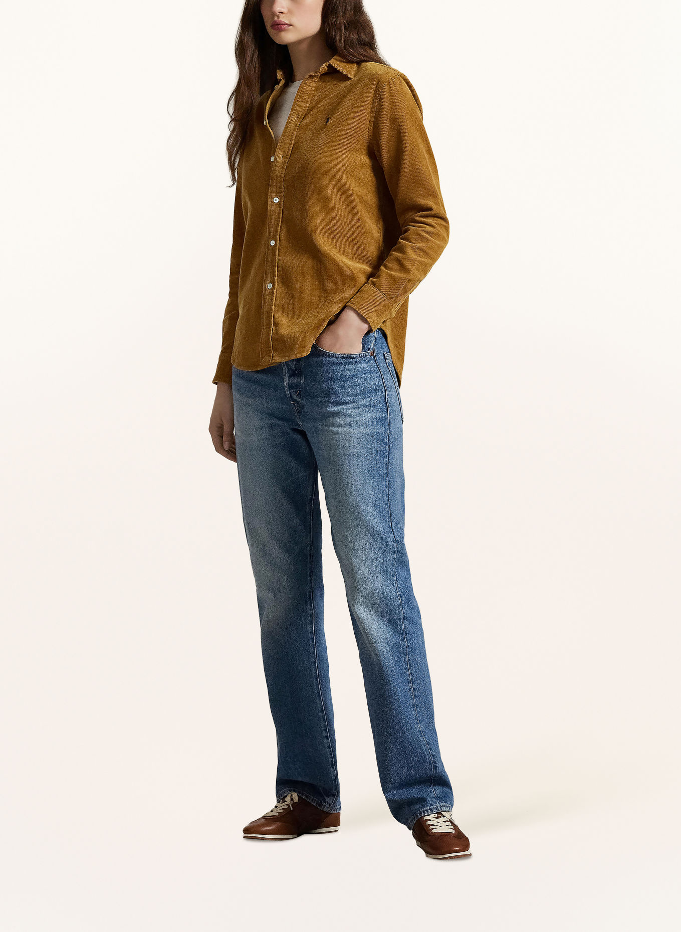 POLO RALPH LAUREN Corduroy shirt blouse: COGNAC