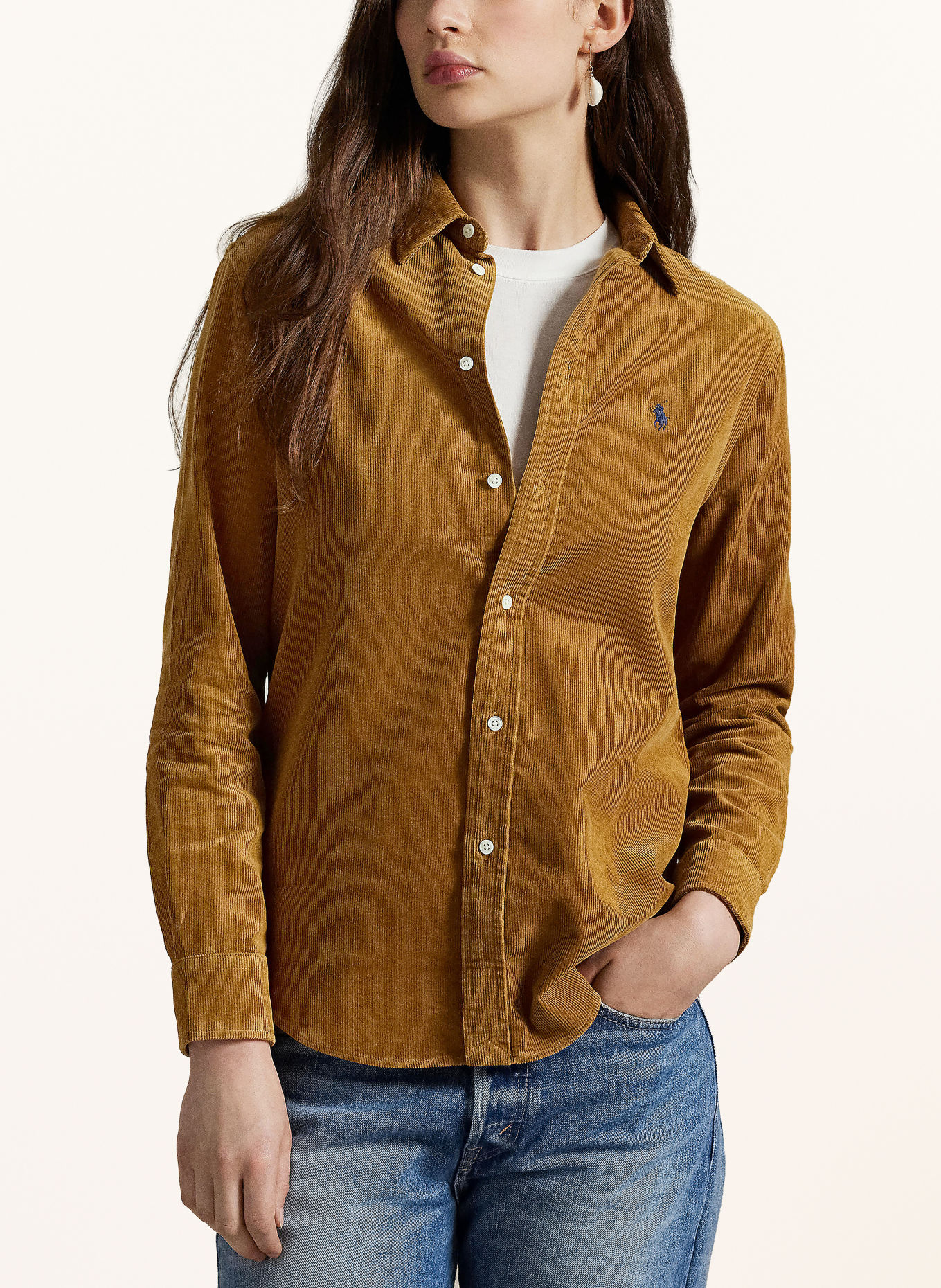 POLO RALPH LAUREN Corduroy shirt blouse: COGNAC