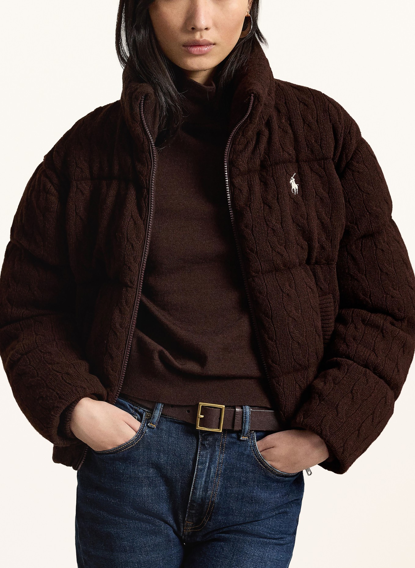 POLO RALPH LAUREN Steppjacke: DUNKELBRAUN / ECRU