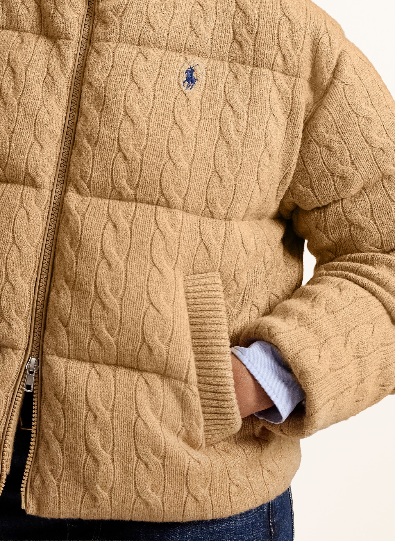 POLO RALPH LAUREN Steppjacke: CAMEL / DUNKELBLAU