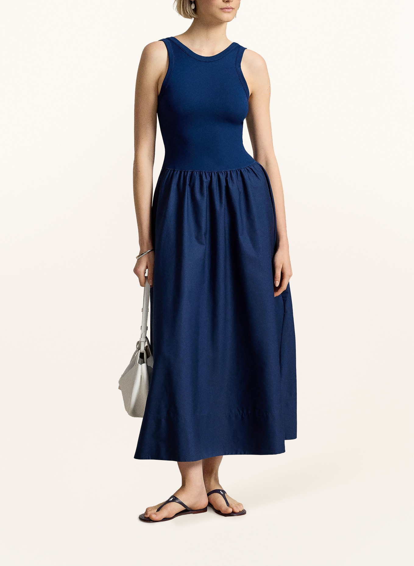 POLO RALPH LAUREN Kleid im Materialmix: DUNKELBLAU