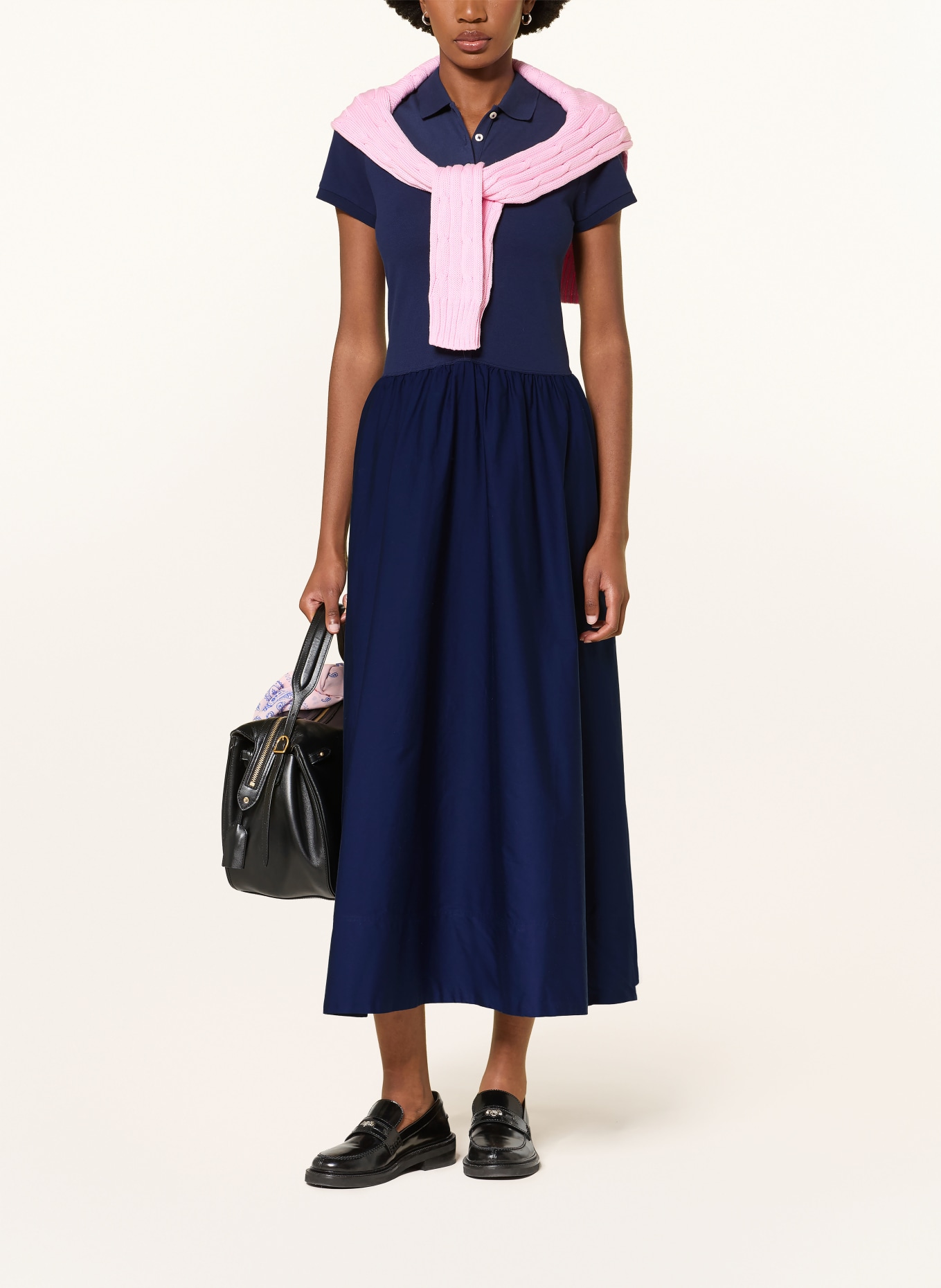 POLO RALPH LAUREN Polokleid im Materialmix: DUNKELBLAU