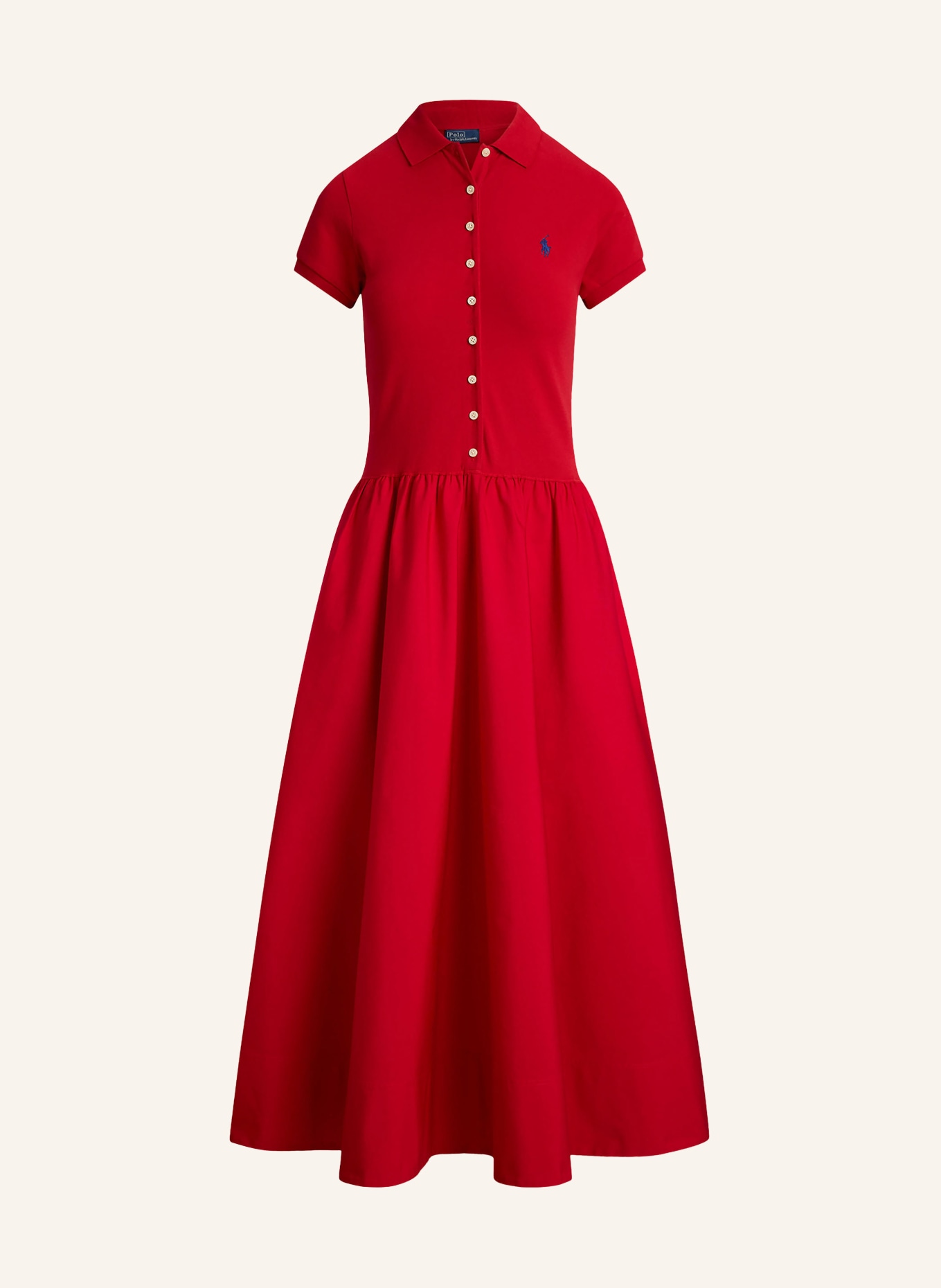 POLO RALPH LAUREN Rochie polo din material mixt: ROȘU