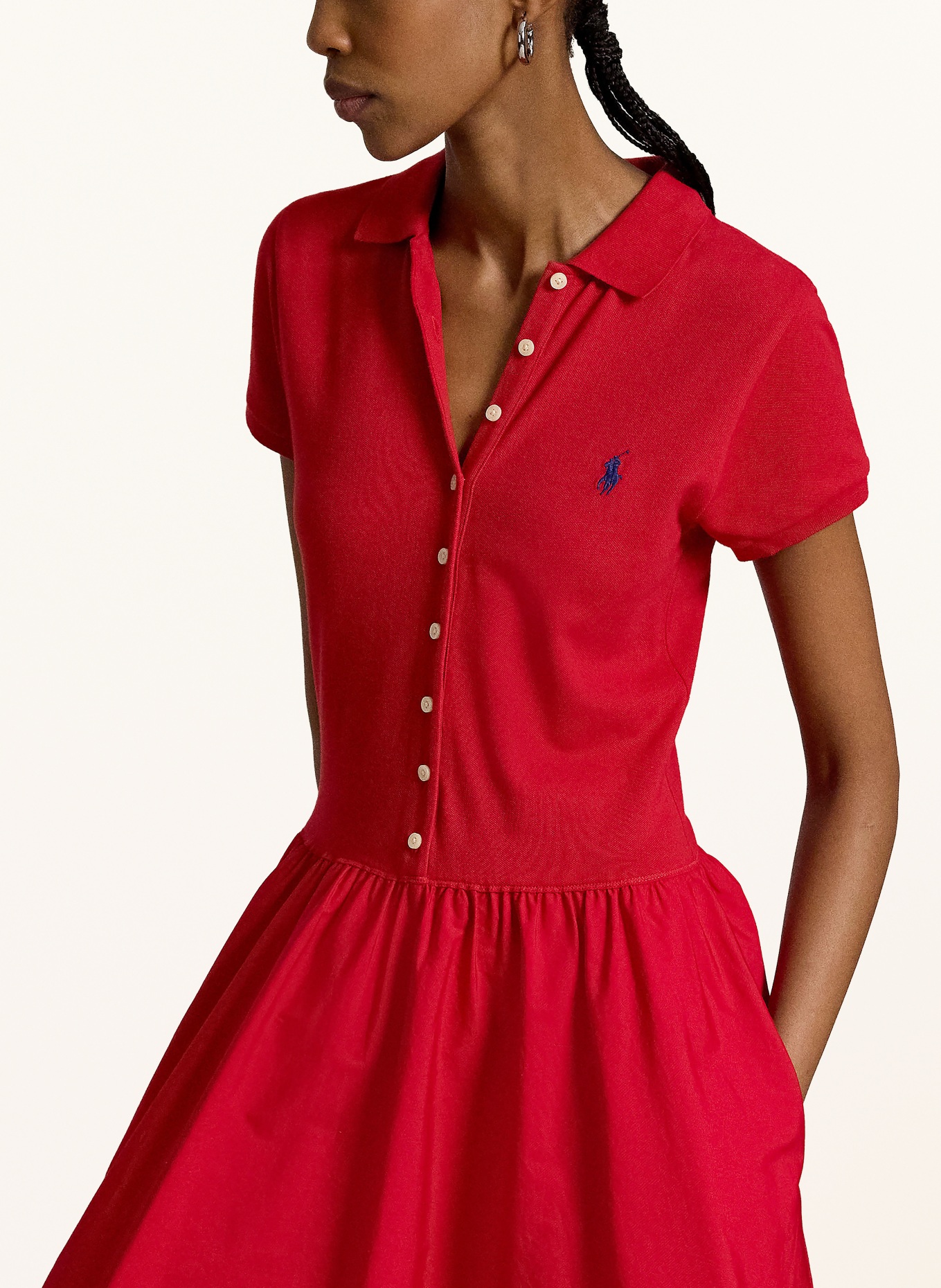 POLO RALPH LAUREN Rochie polo din material mixt: ROȘU