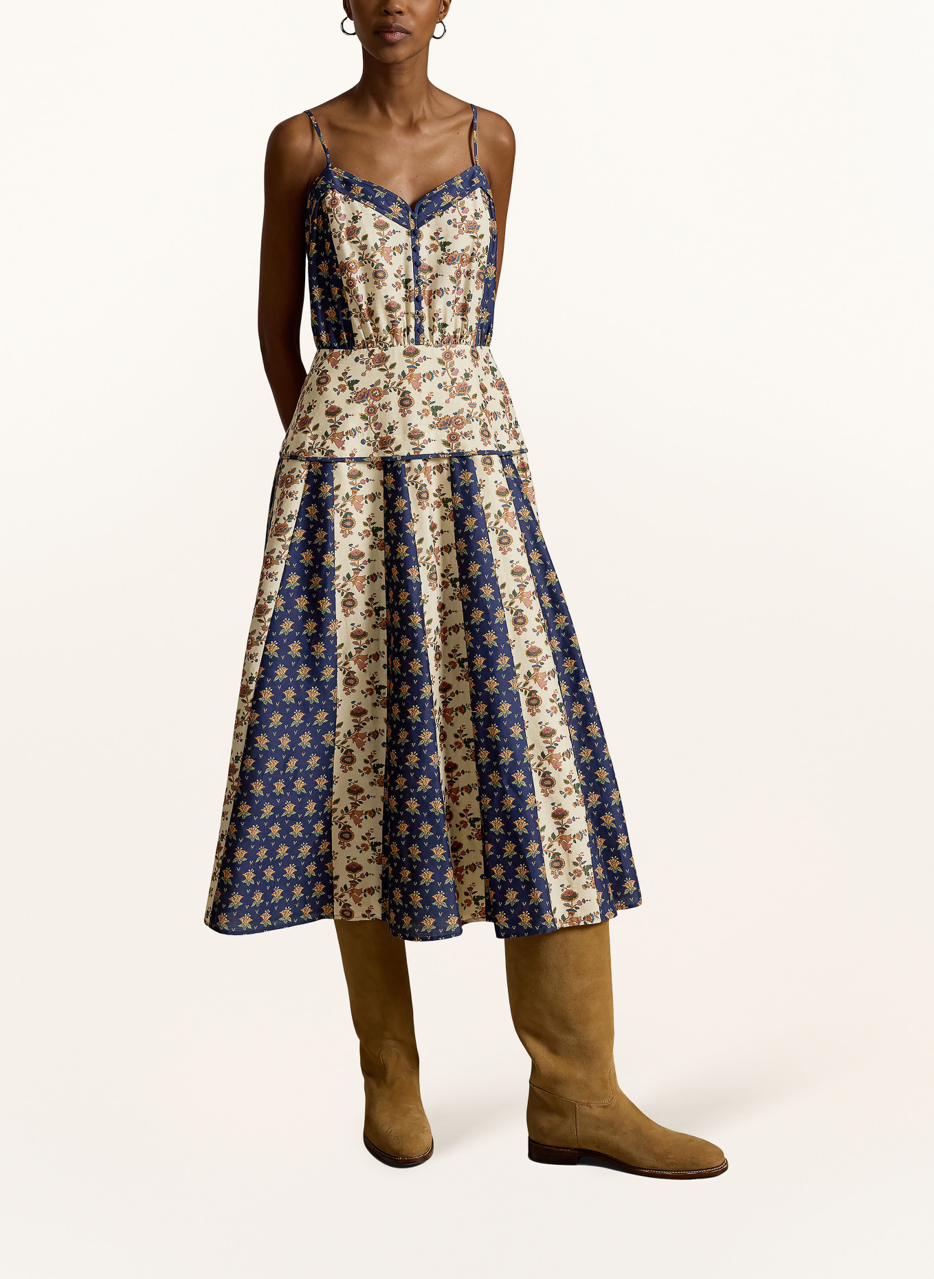 POLO RALPH LAUREN Robe de cocktail: MARRON CLAIR / ROUGE CLAIR / BLEU FONCÉ