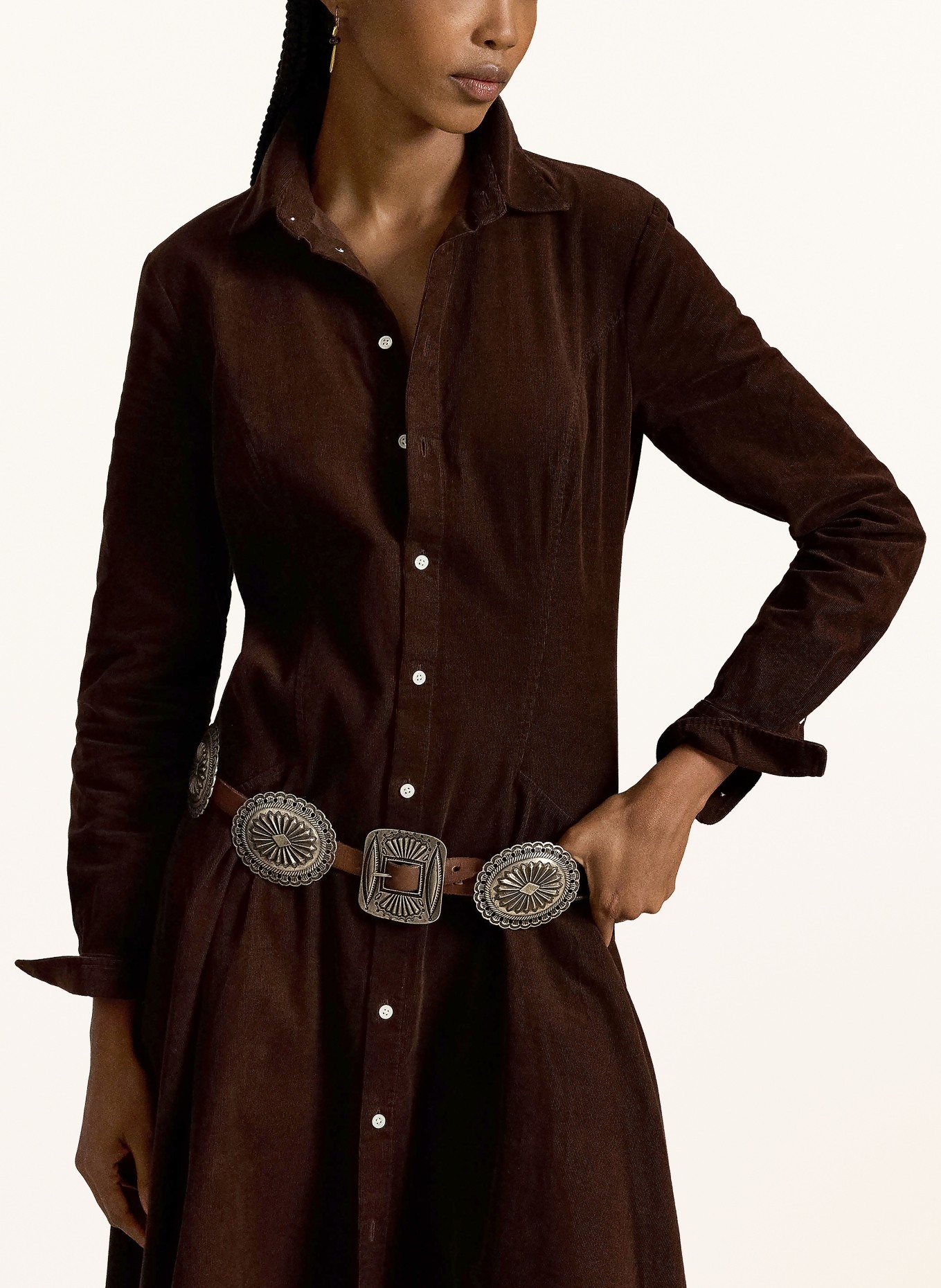POLO RALPH LAUREN Blousejurk van corduroy: MARRON FONCÉ