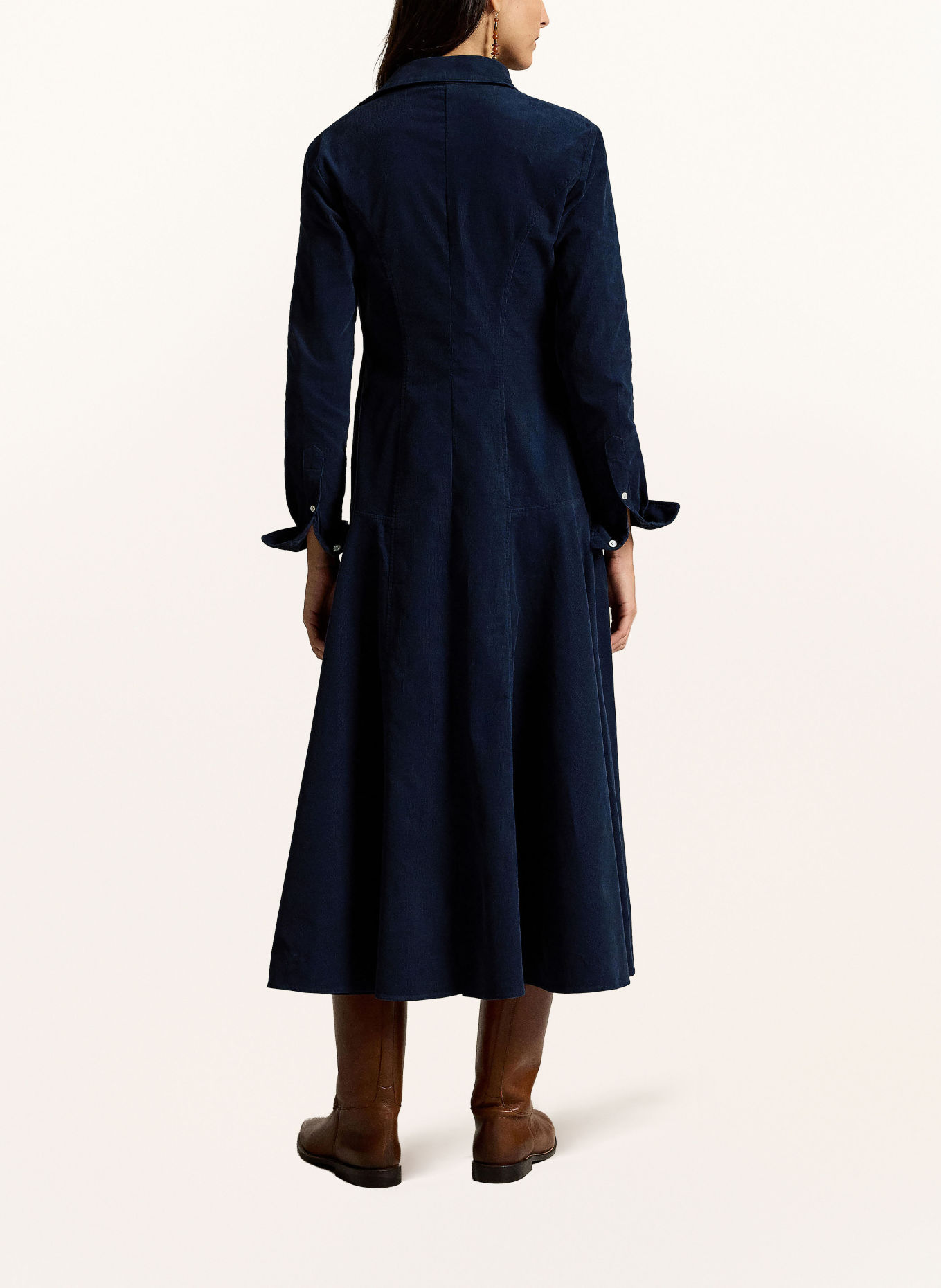 POLO RALPH LAUREN Hemdblusenkleid aus Cord: DUNKELBLAU