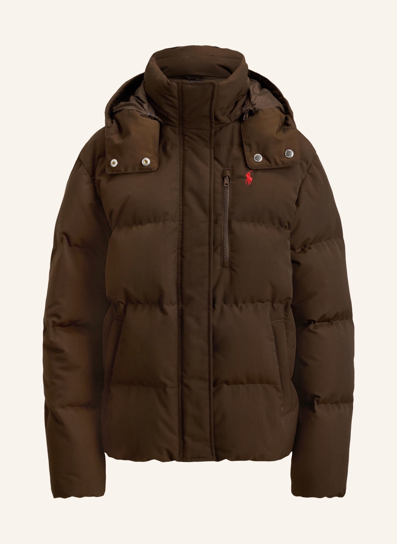 POLO RALPH LAUREN Daunenjacke mit abnehmbarer Kapuze: DUNKELBRAUN