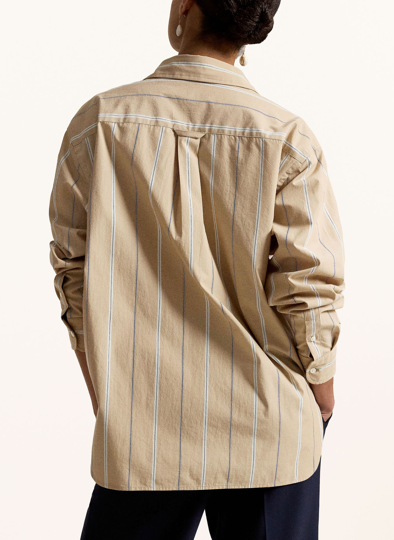 POLO RALPH LAUREN Hemdbluse: BEIGE / DUNKELBLAU / WEISS