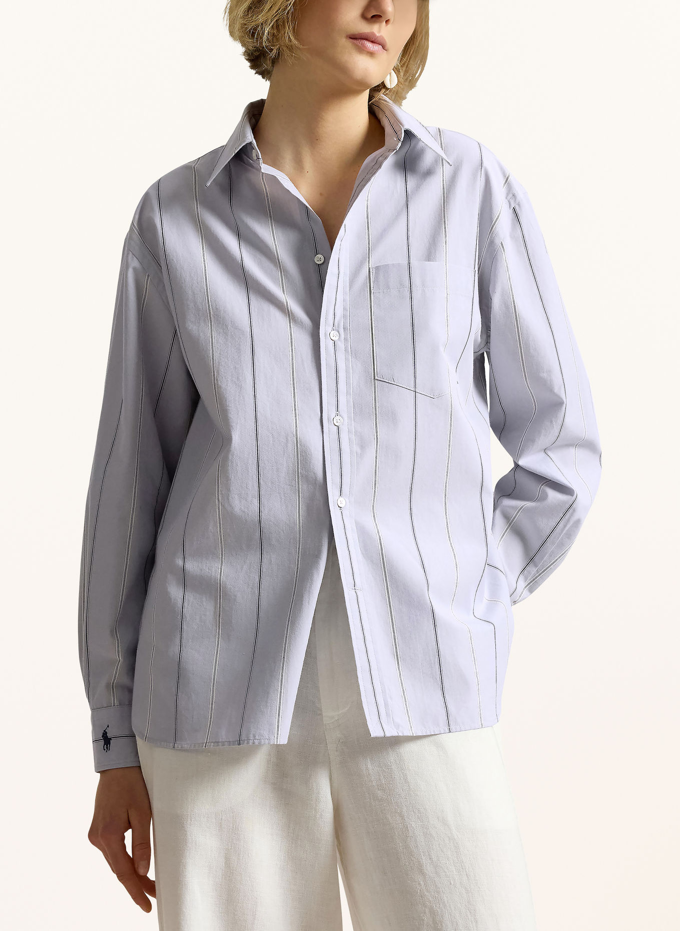 POLO RALPH LAUREN Hemdbluse: BLAUGRAU / ECRU / DUNKELBLAU