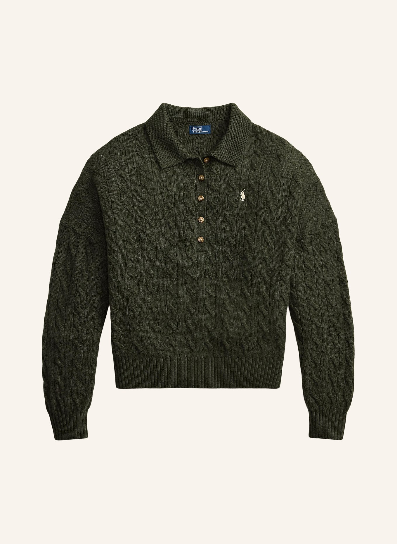 POLO RALPH LAUREN Gebreid poloshirt: DONKERGROEN
