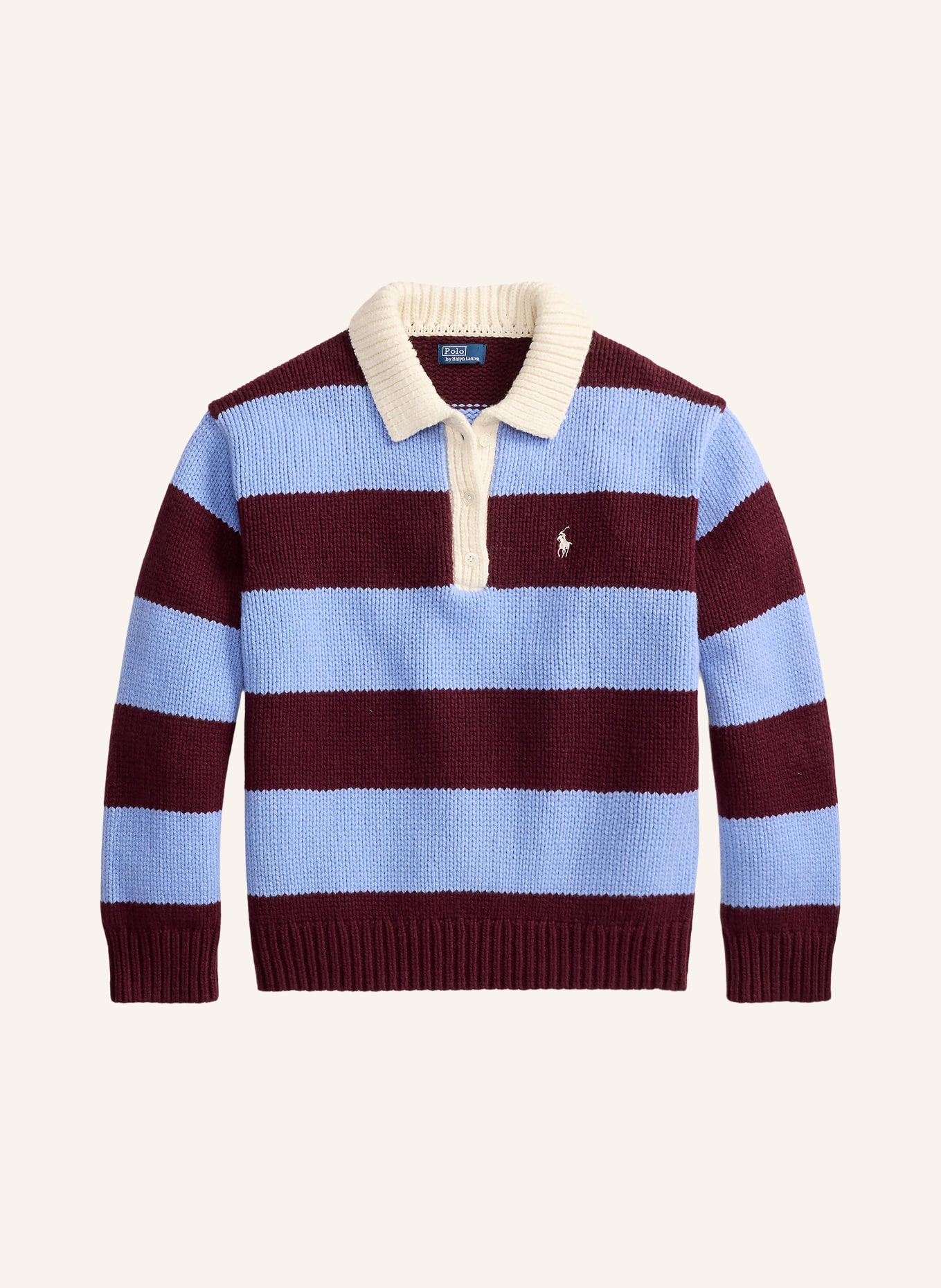 POLO RALPH LAUREN Stickad pikétröja: MÖRKRÖD / LJUSBLÅ