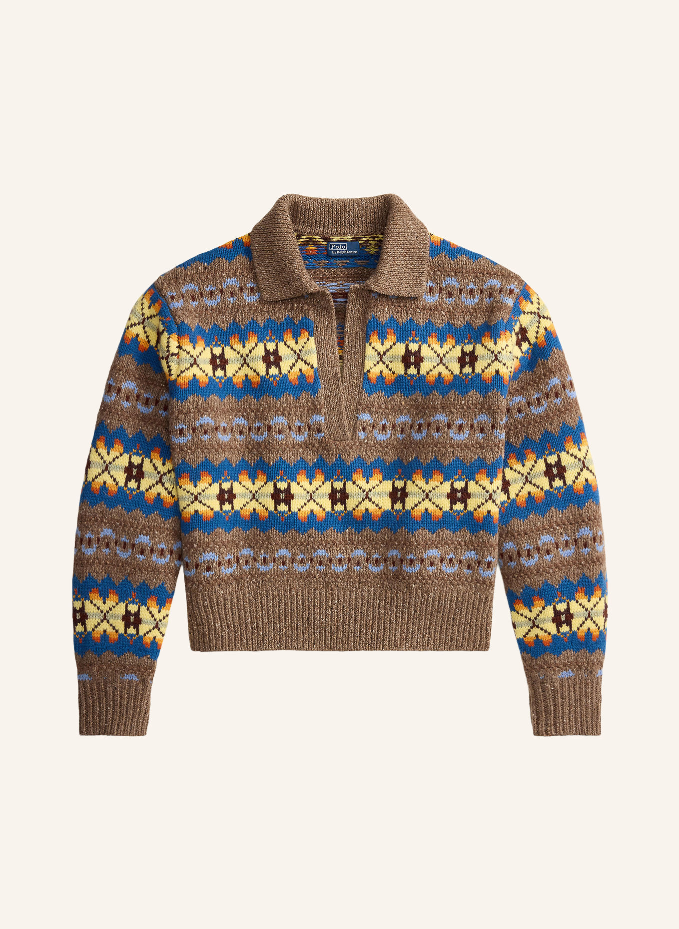 POLO RALPH LAUREN Pullover: BEIGE / HELLGELB / BLAU
