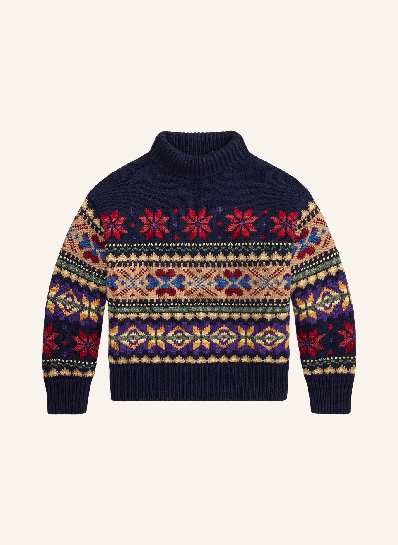 POLO RALPH LAUREN Turtleneck sweater: DARK BLUE / BEIGE / DARK RED