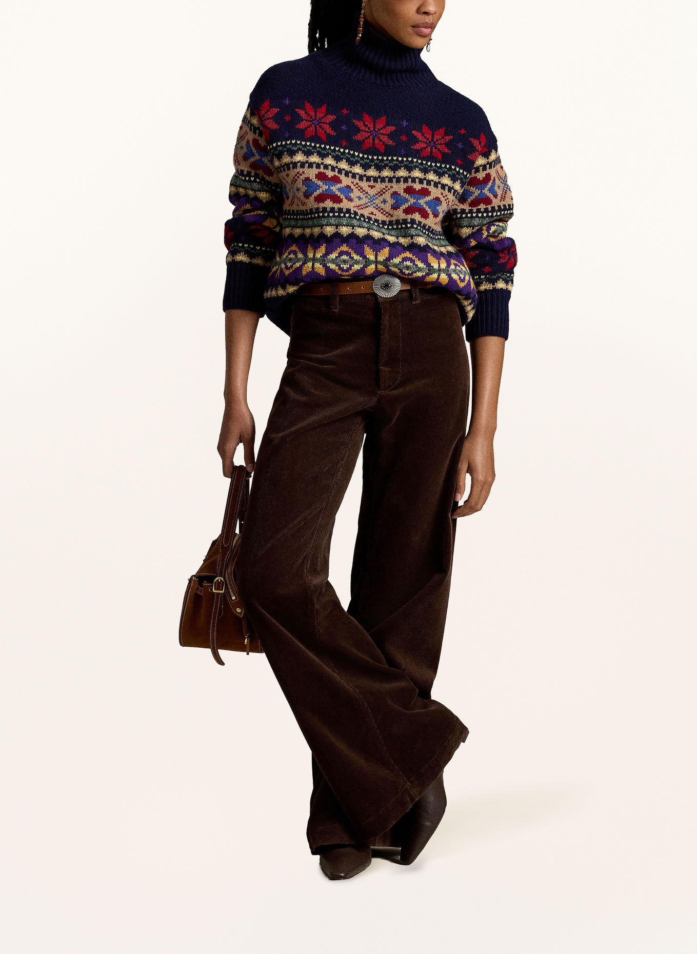 POLO RALPH LAUREN Turtleneck sweater: DARK BLUE / BEIGE / DARK RED