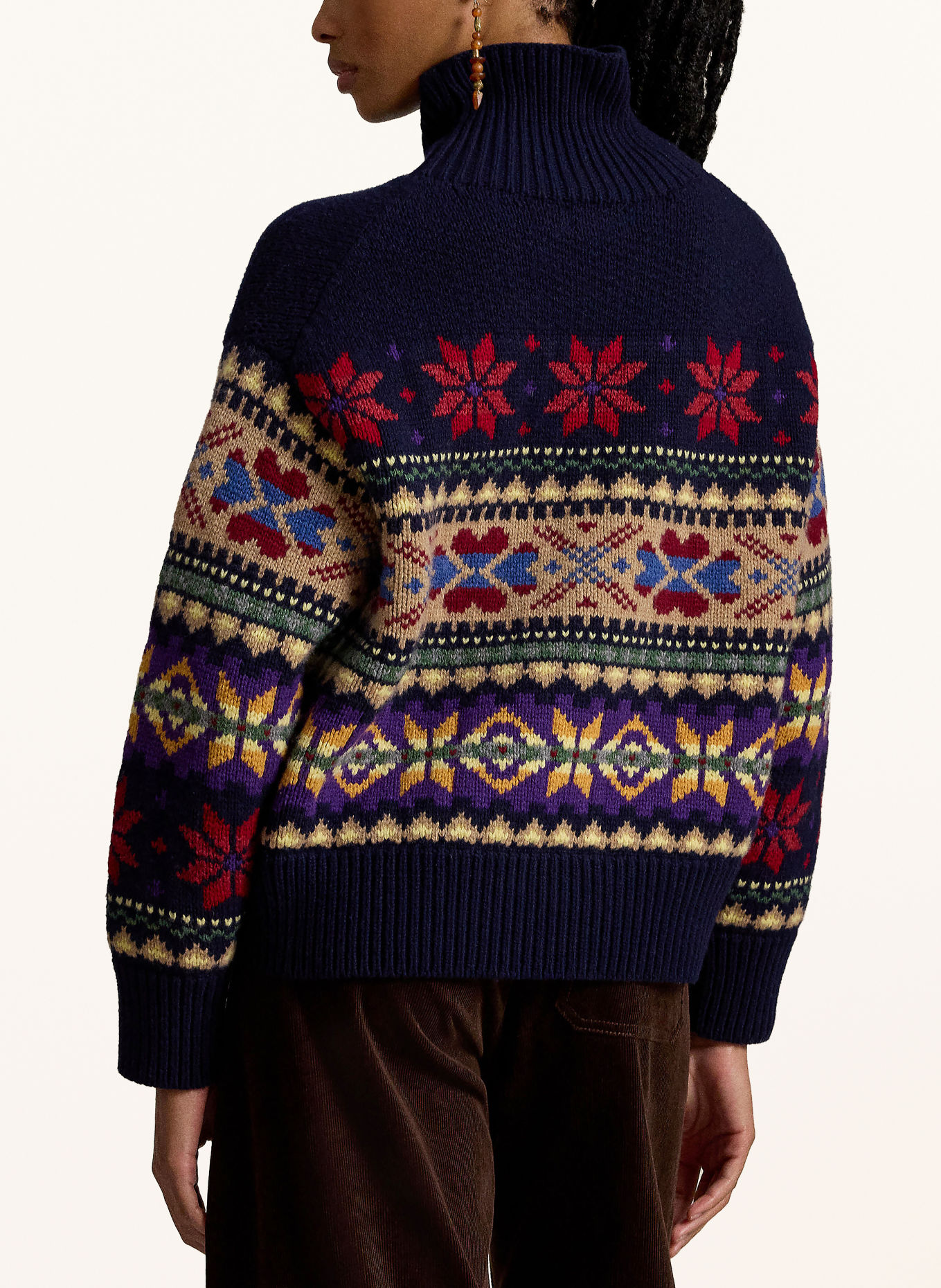 POLO RALPH LAUREN Turtleneck sweater: DARK BLUE / BEIGE / DARK RED