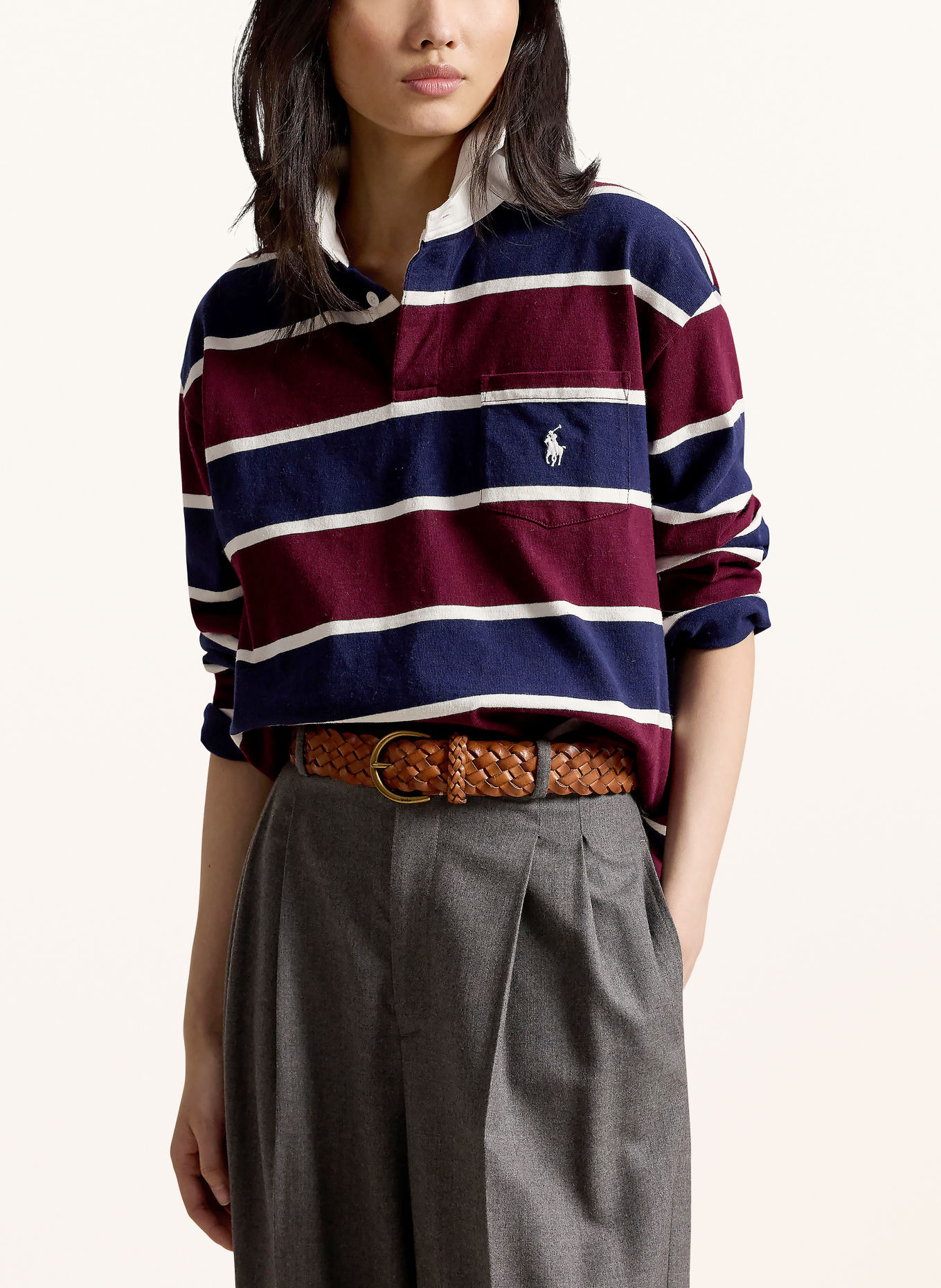 POLO RALPH LAUREN Rugbytrøje: MØRKERØD / MØRKEBLÅ / HVID
