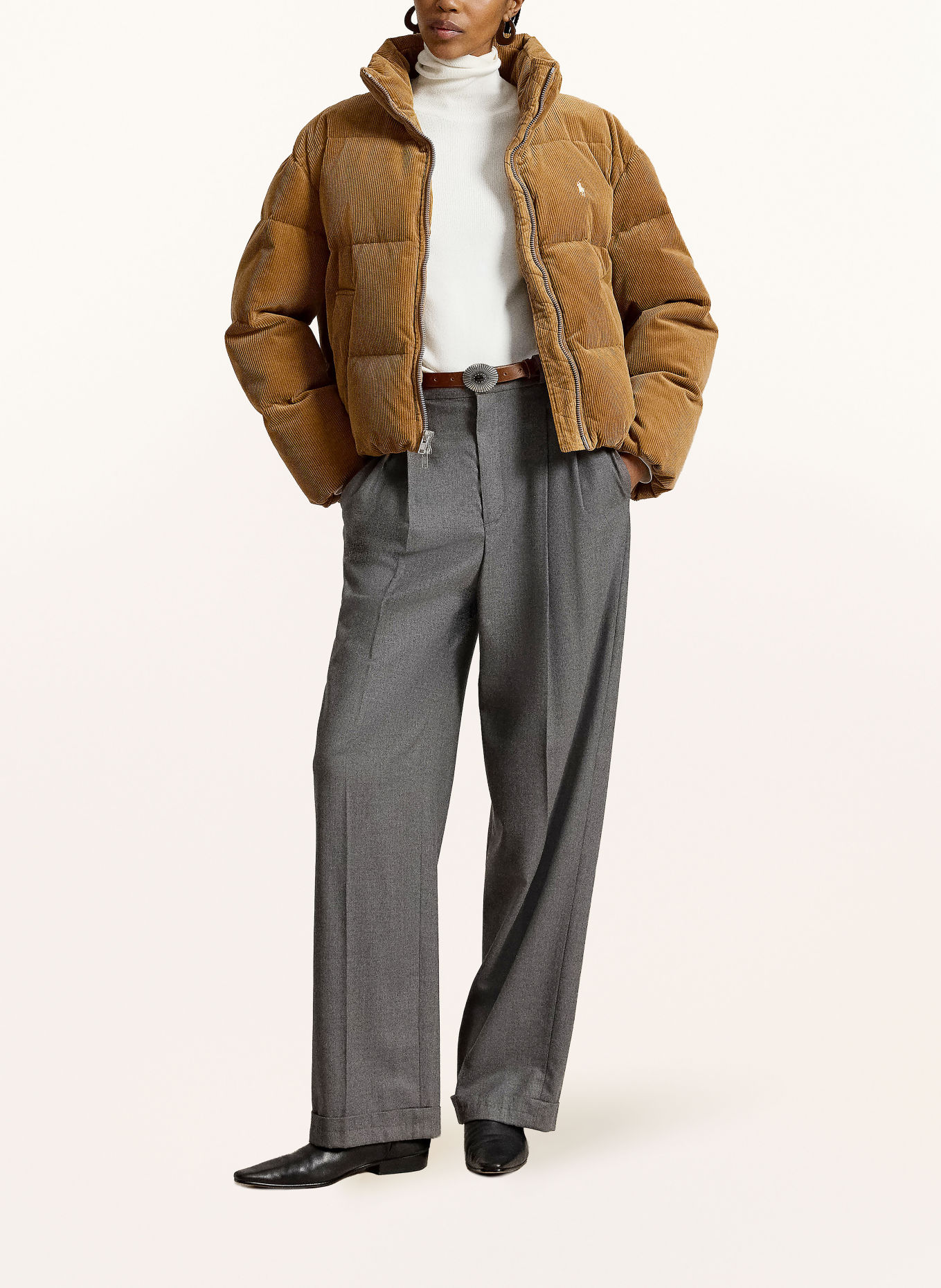 POLO RALPH LAUREN Corduroy down jacket: LIGHT BROWN