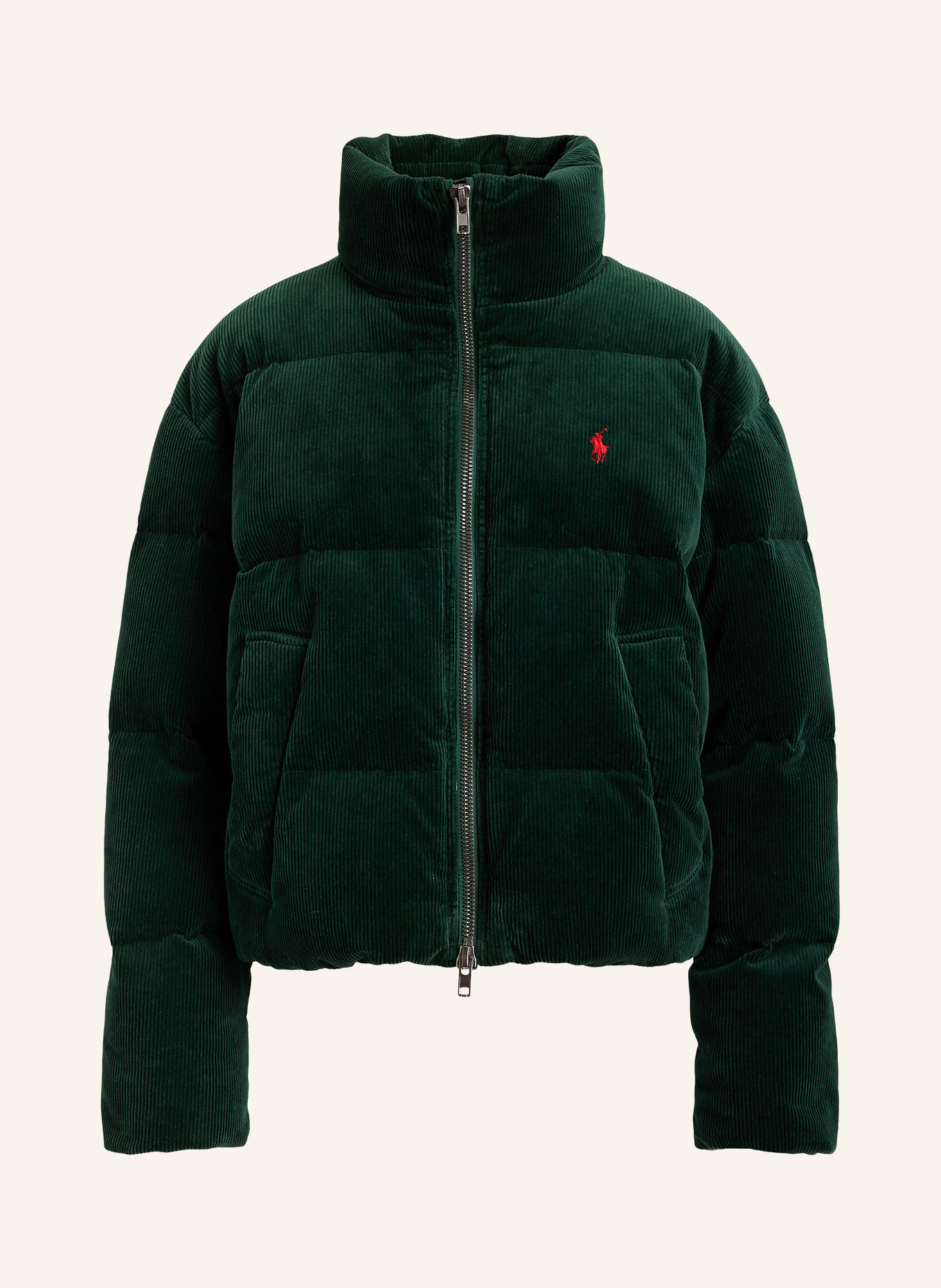 POLO RALPH LAUREN Doudoune en duvet en velours côtelé: GROEN