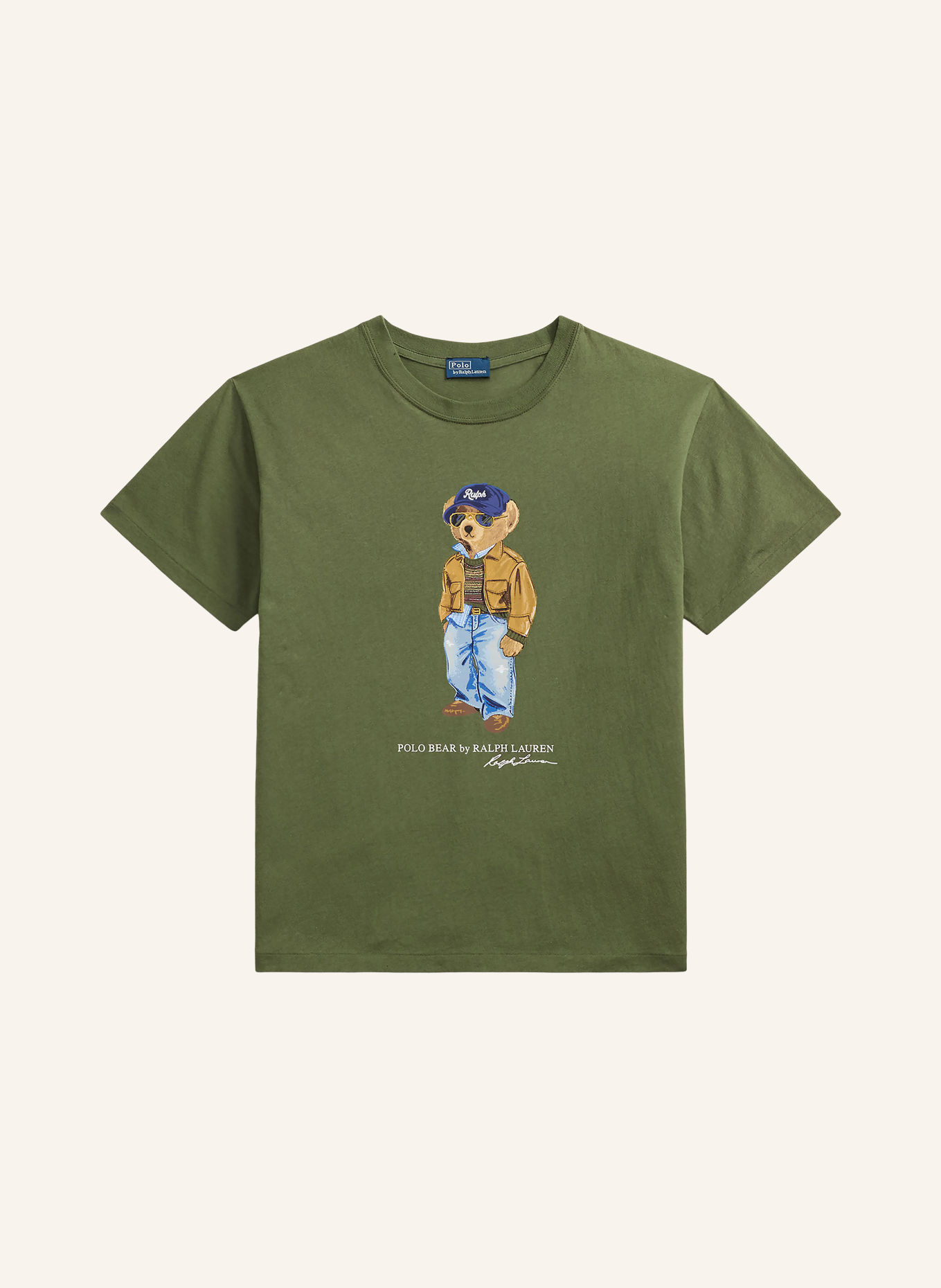 POLO RALPH LAUREN T-shirt: OLIVE / LIGHT BROWN / BLUE