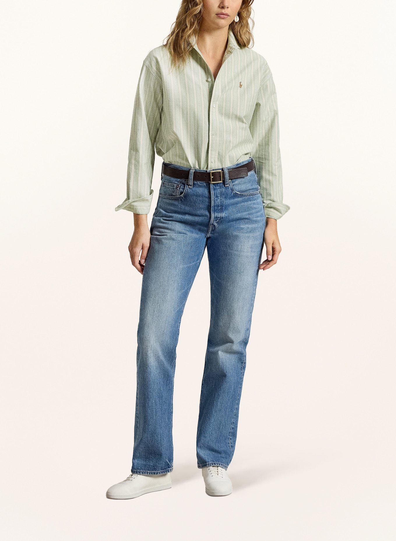 POLO RALPH LAUREN Overhemdblouse: LICHTGROEN / ROZE / DONKERBLAUW
