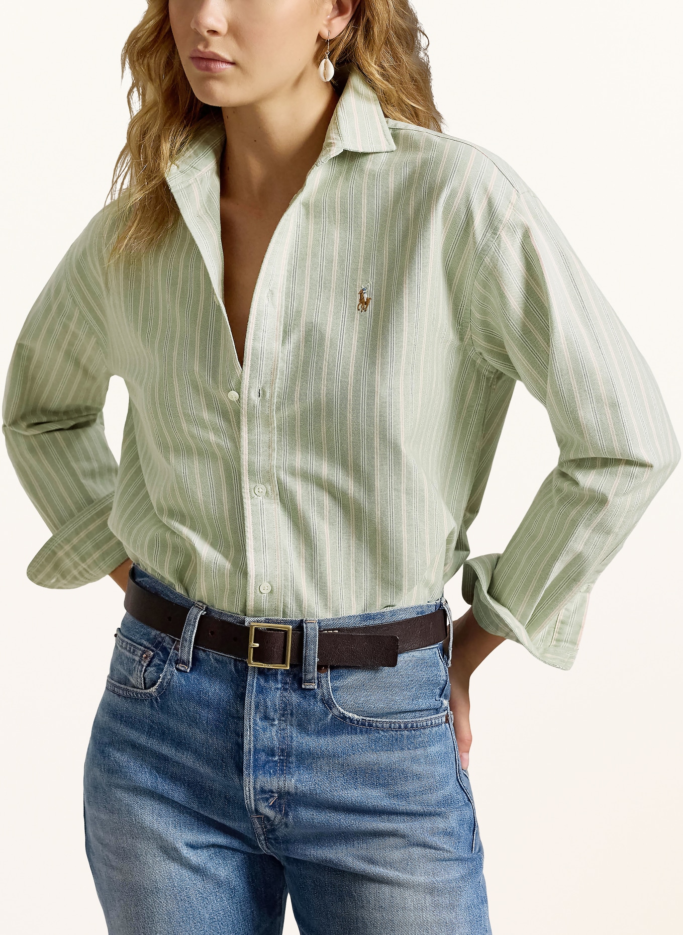 POLO RALPH LAUREN Overhemdblouse: LICHTGROEN / ROZE / DONKERBLAUW