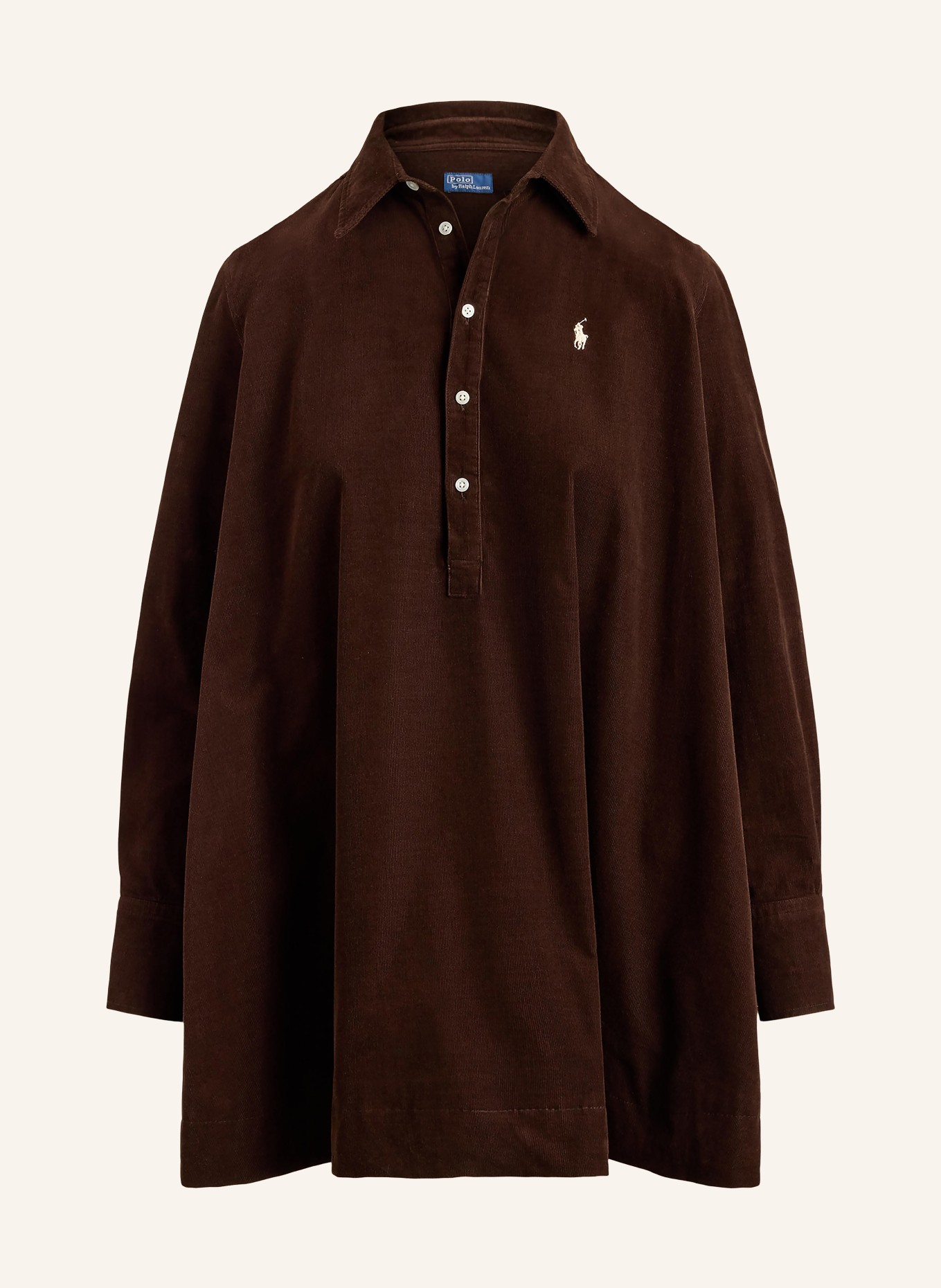 POLO RALPH LAUREN Blousejurk van corduroy: MARRON FONCÉ / ECRU