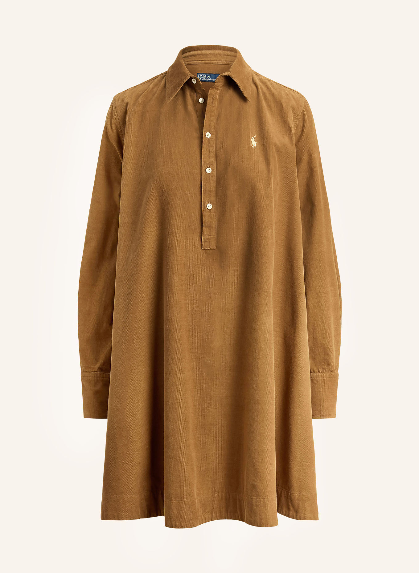 POLO RALPH LAUREN Corduroy shirt dress: COGNAC