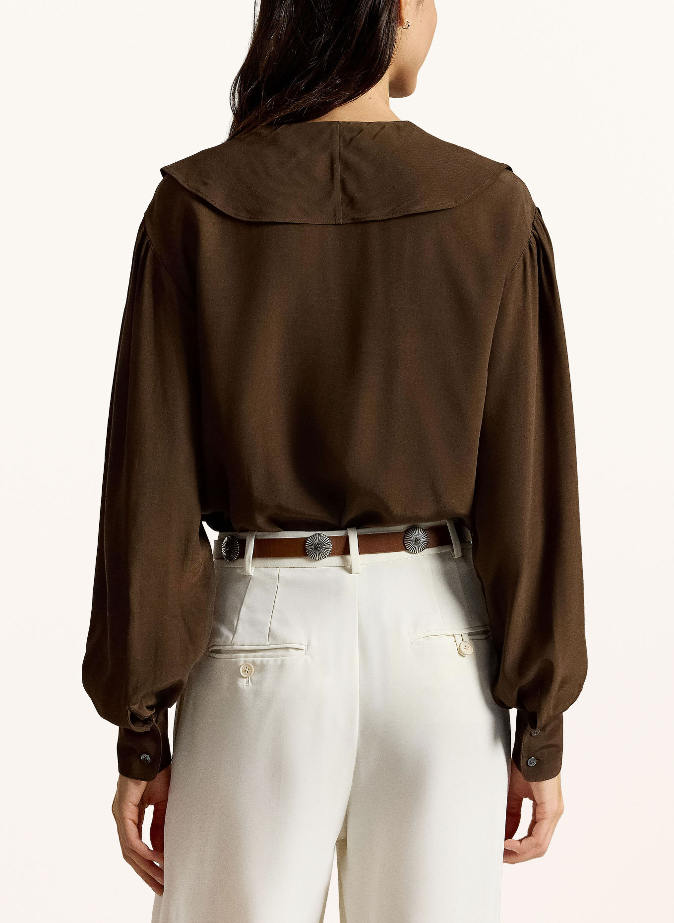 POLO RALPH LAUREN Blusenshirt mit Volants: DUNKELBRAUN