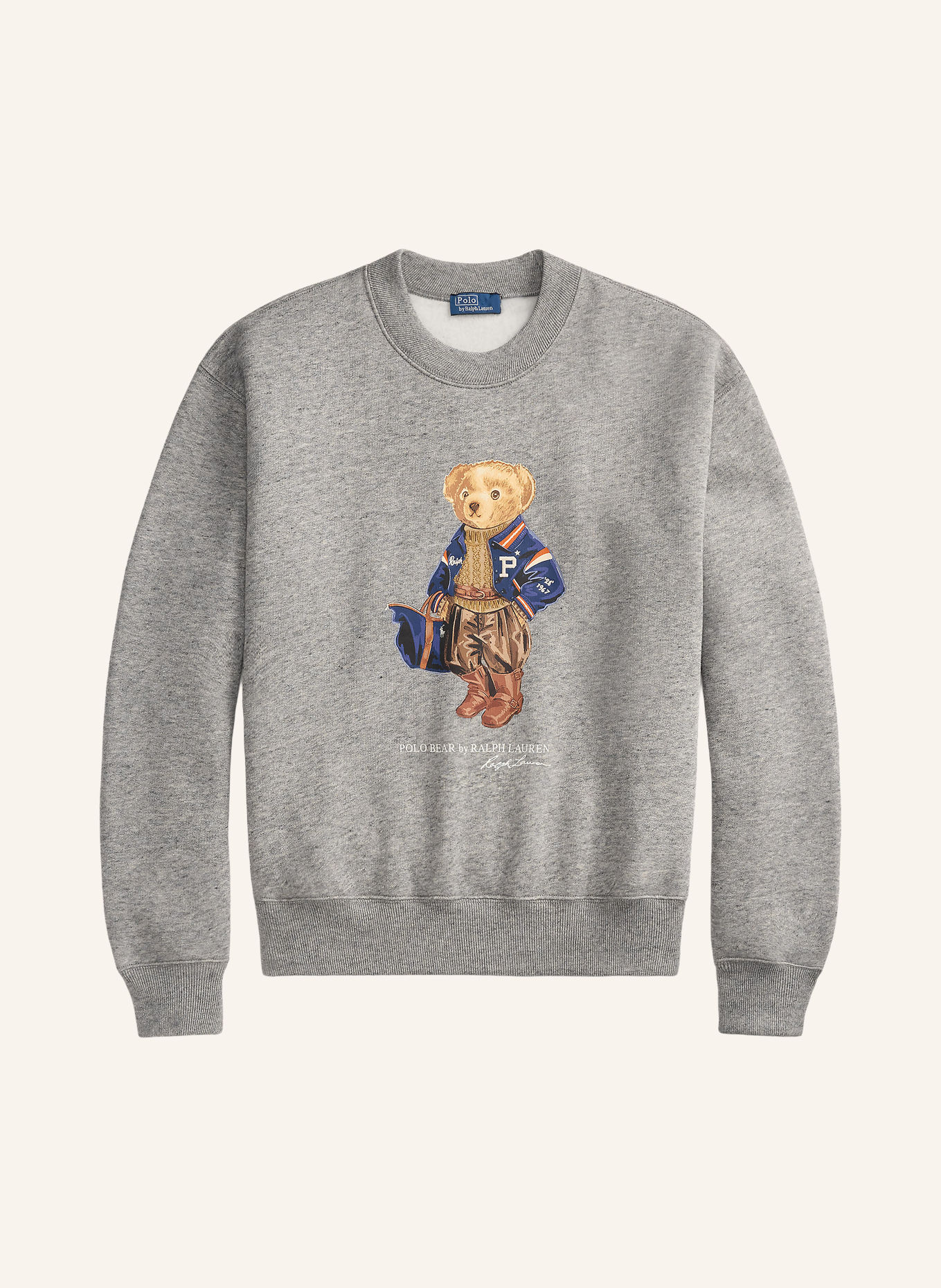 POLO RALPH LAUREN Sweatshirt: GRAY / LIGHT BROWN / DARK BLUE