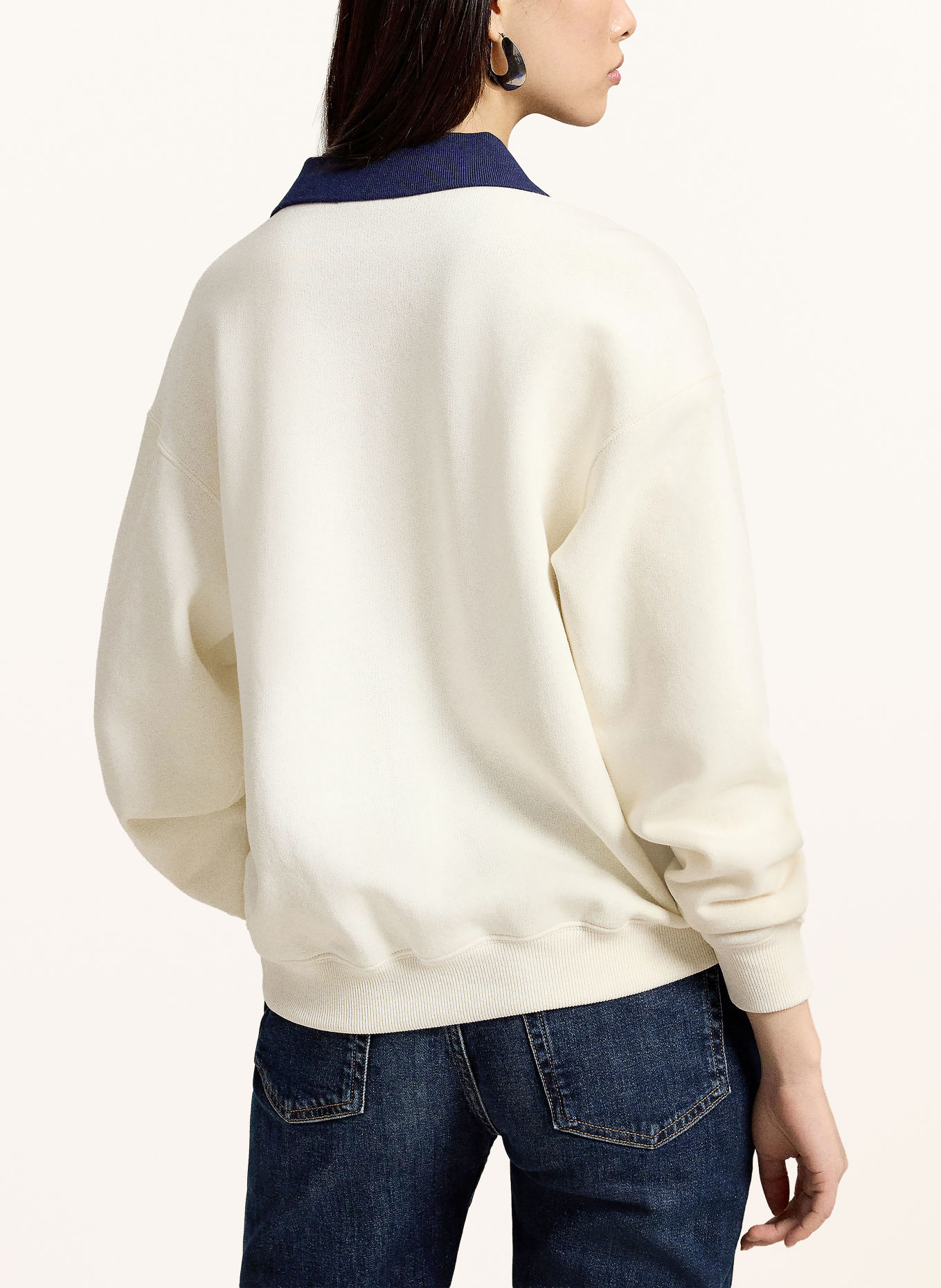 POLO RALPH LAUREN Sweatshirt: CREAM / DARK BLUE