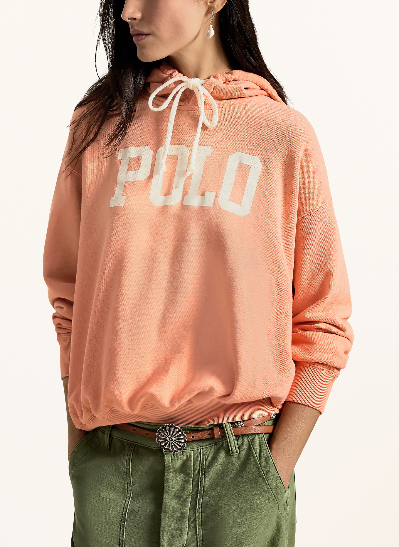 POLO RALPH LAUREN Hoodie: SALMON / WHITE