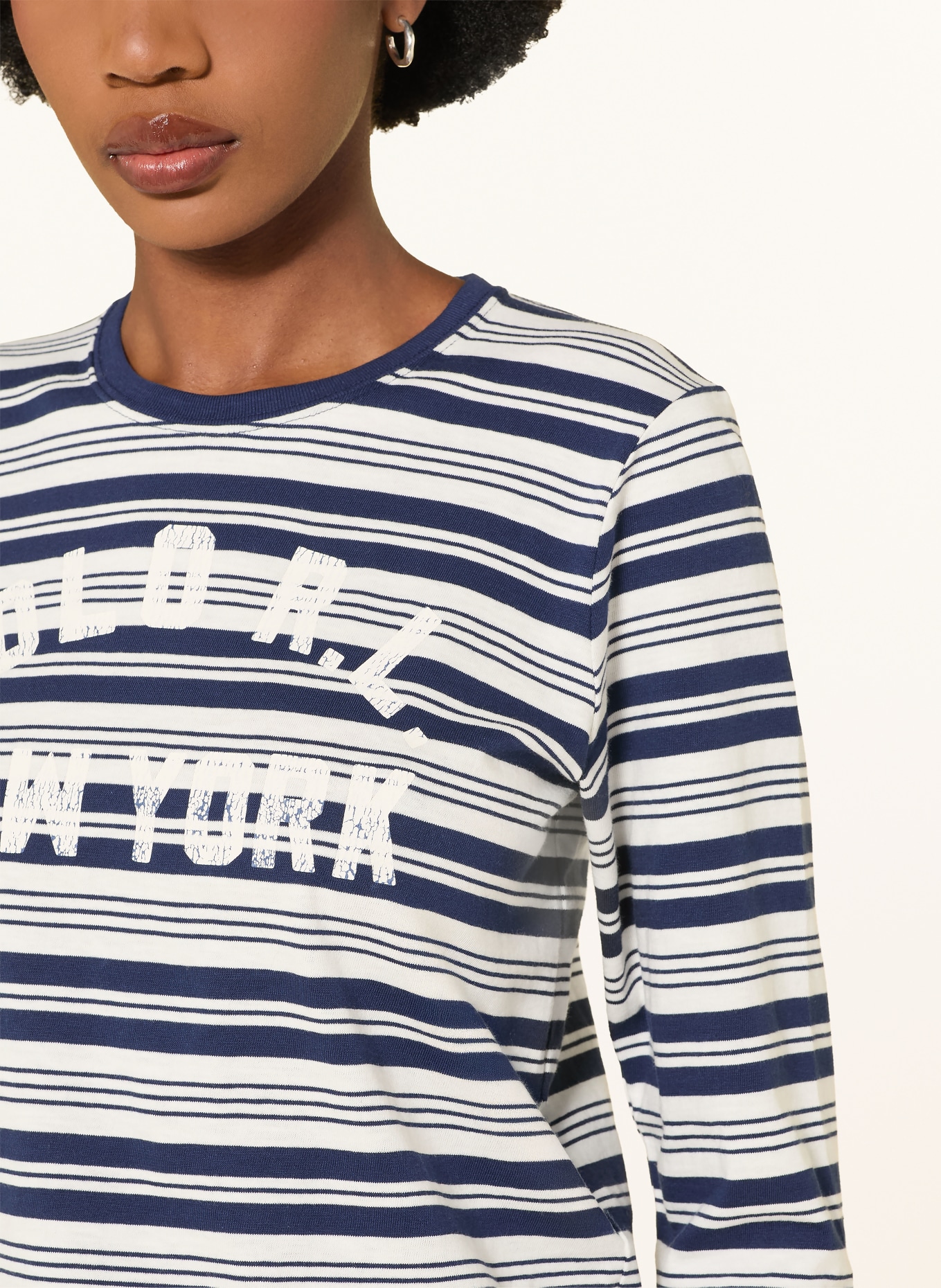 POLO RALPH LAUREN T-shirt à manches longues: BLANC / BLEU FONCÉ