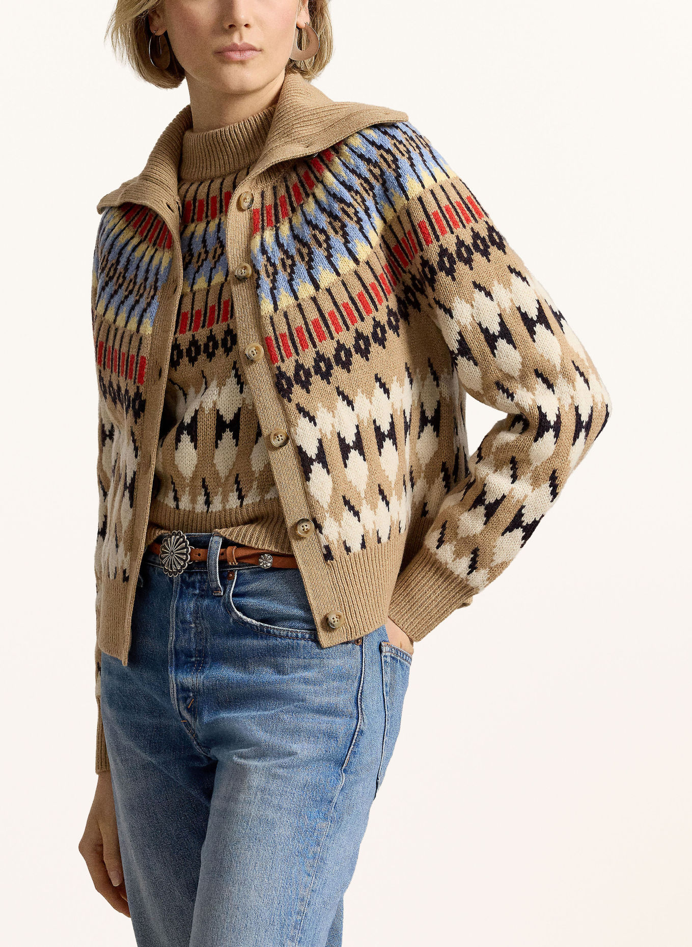 POLO RALPH LAUREN Kofta: BEIGE / RÖD / LJUSBLÅ