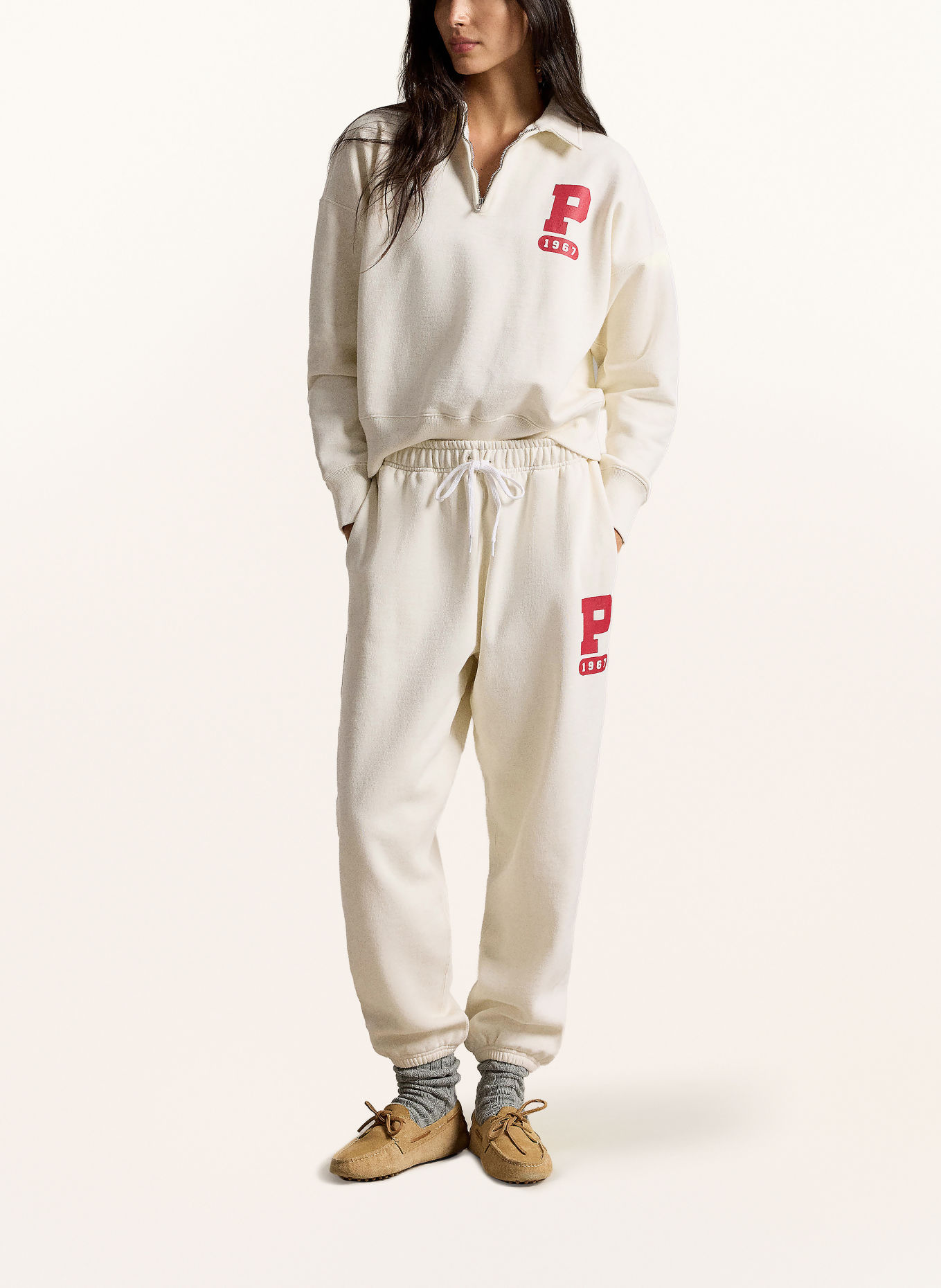 POLO RALPH LAUREN Sweatpants: CREAM / DARK RED