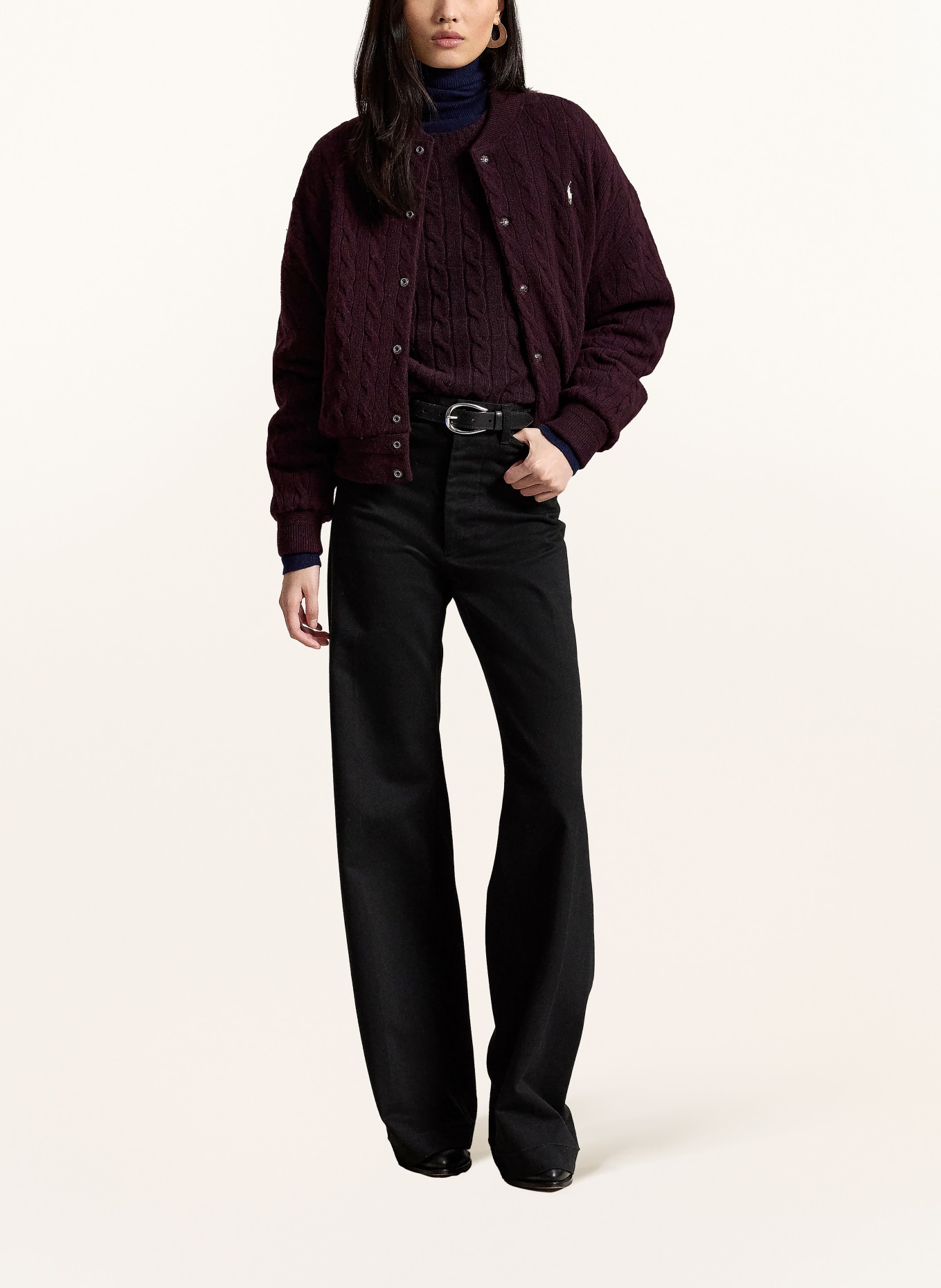 POLO RALPH LAUREN Baseballjas: DONKERROOD / ECRU