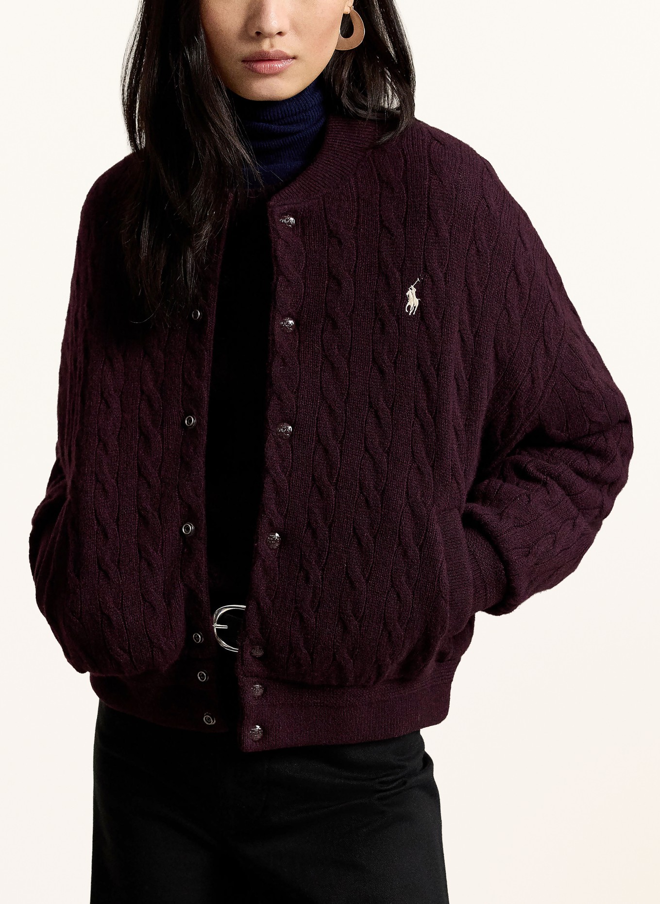 POLO RALPH LAUREN Baseballjas: DONKERROOD / ECRU