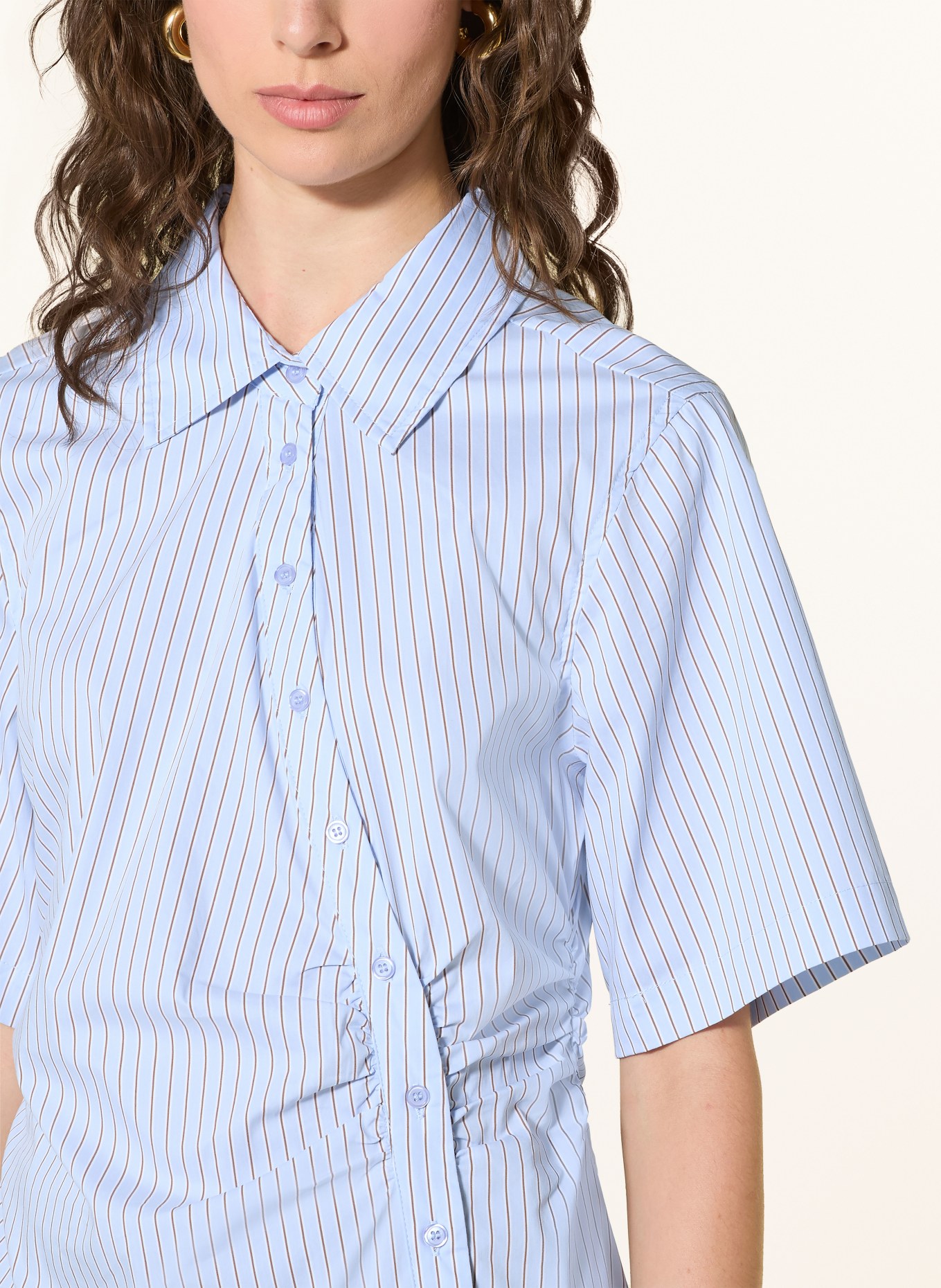 NEO NOIR HAZELL Shirt blouse: LIGHT BLUE / KHAKI / WHITE