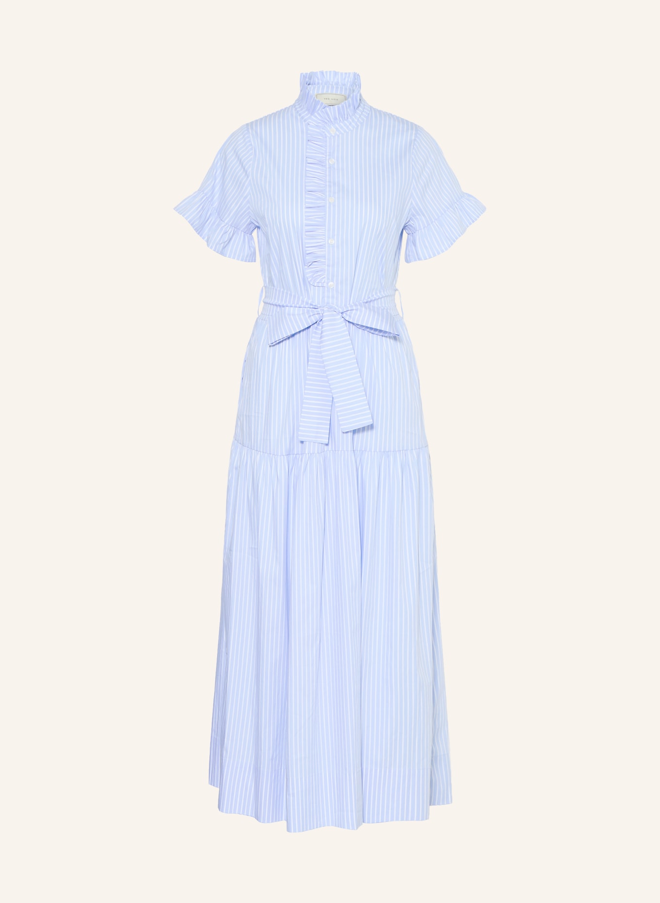 NEO NOIR NELLIE dress with ruffles: LIGHT BLUE / WHITE