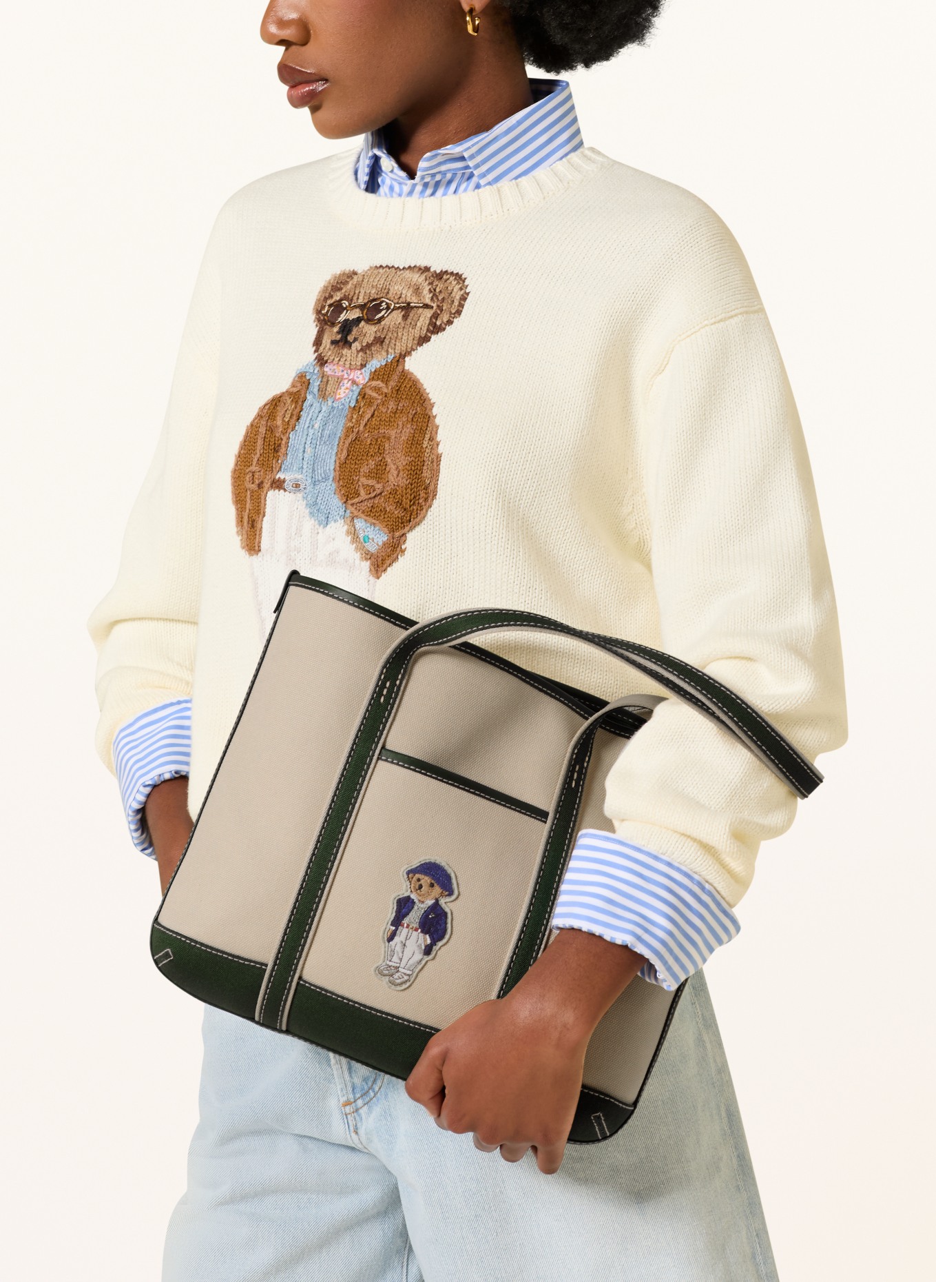 POLO RALPH LAUREN Shopper: CREME / DUNKELGRÜN