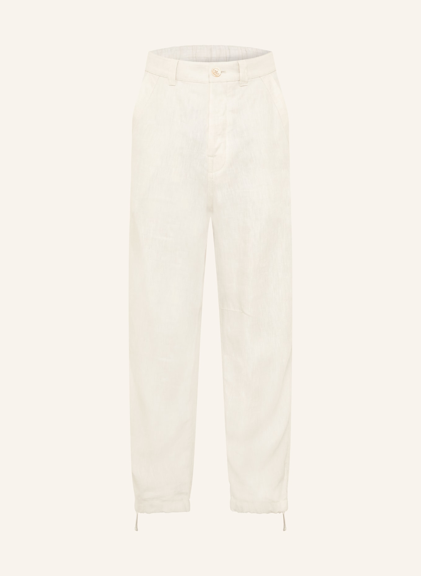 BRUNELLO CUCINELLI Spodnie lniane o kroju regular fit: KREMOWY