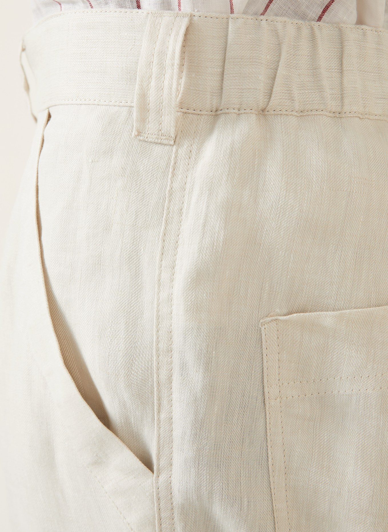 BRUNELLO CUCINELLI Spodnie lniane o kroju regular fit: KREMOWY