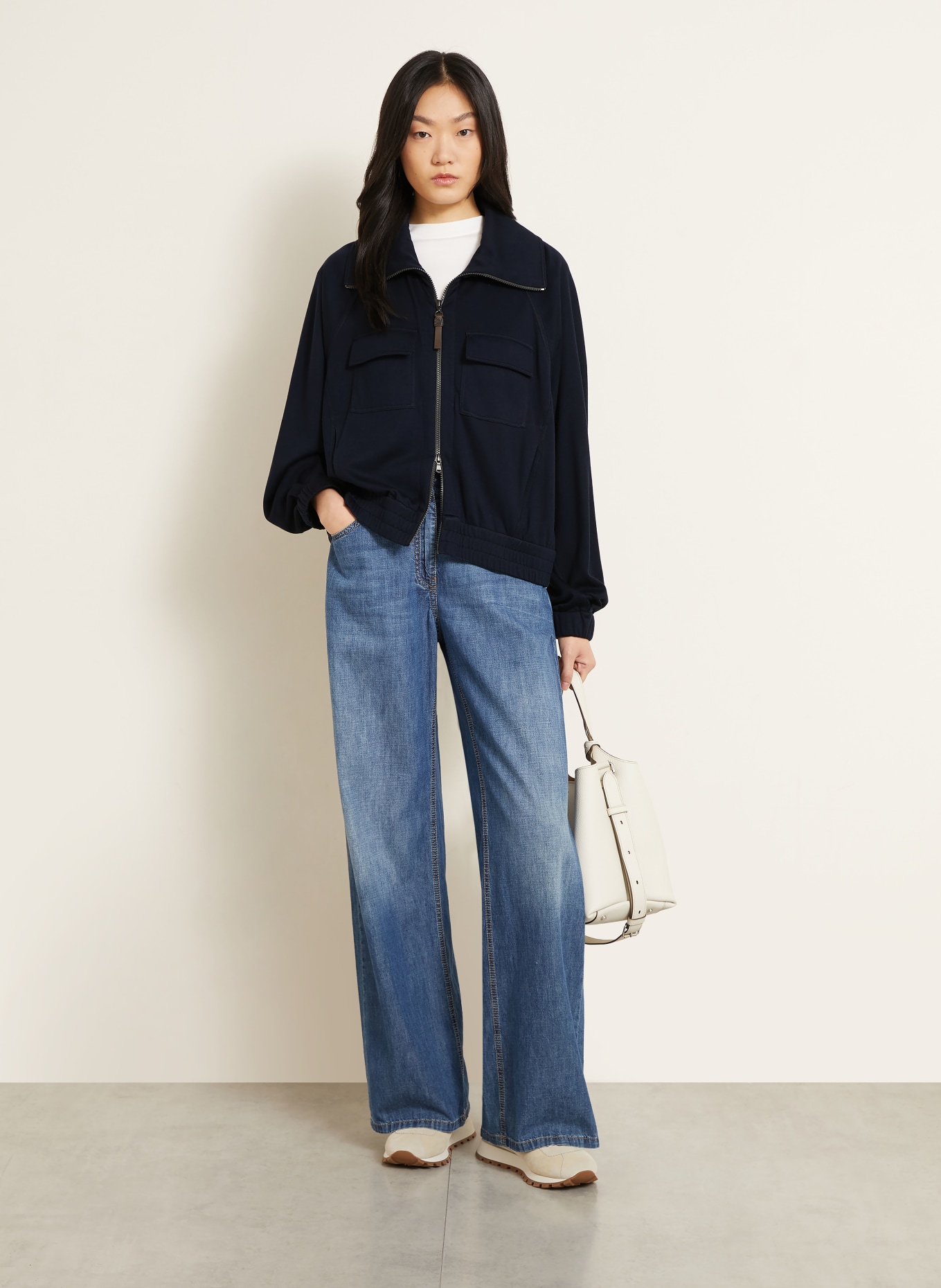 BRUNELLO CUCINELLI Bluza rozpinana z jedwabiem: GRANATOWY
