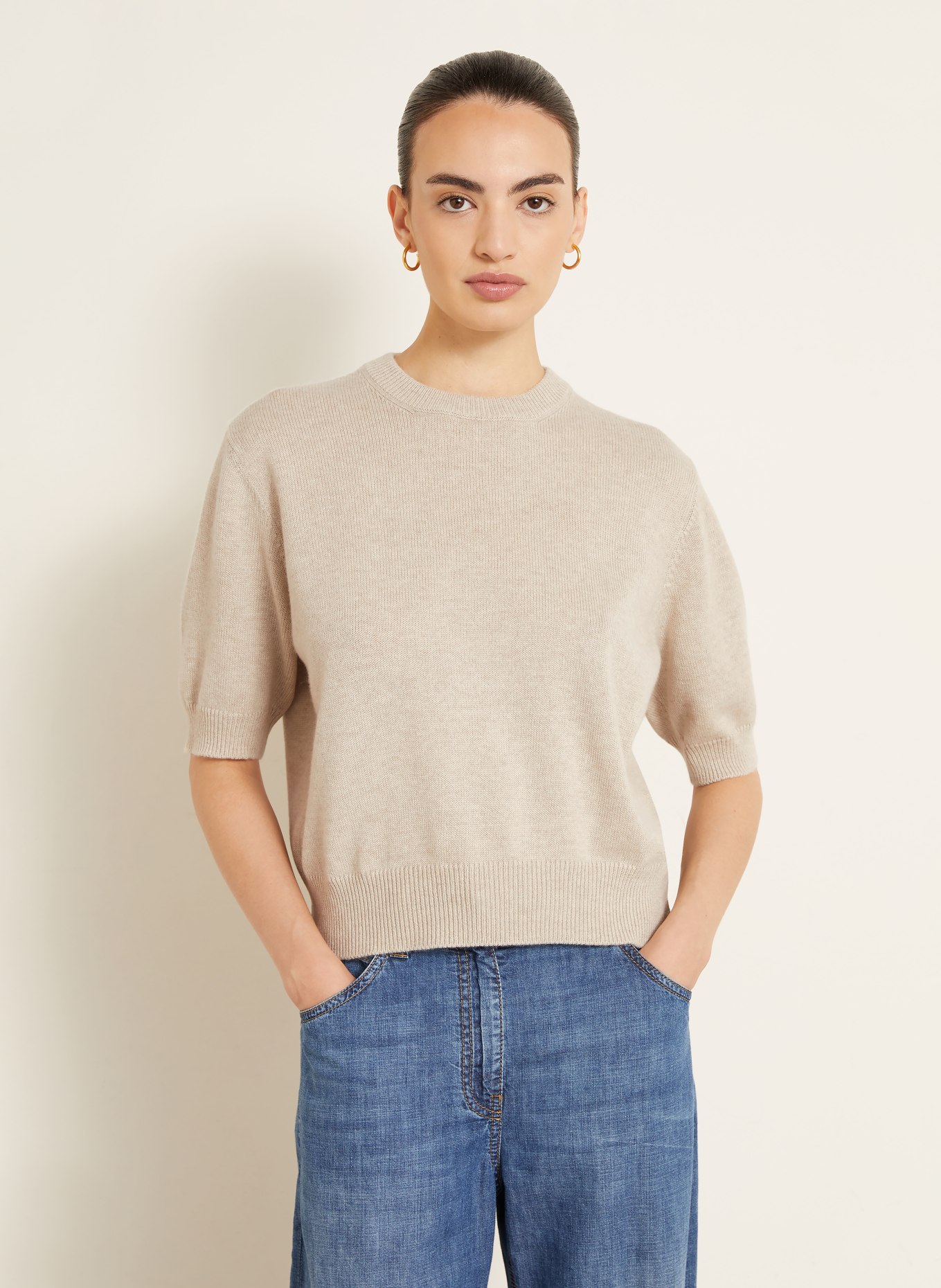 BRUNELLO CUCINELLI Strickshirt aus Cashmere: BEIGE