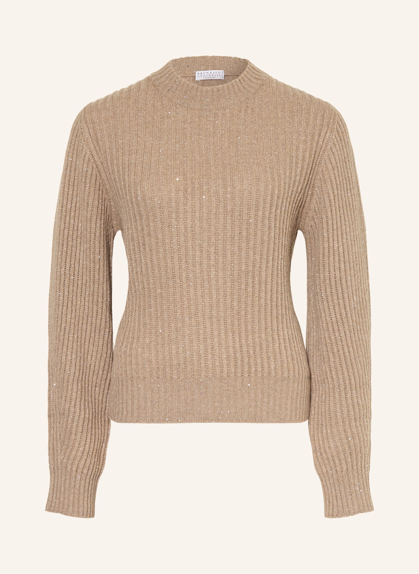 BRUNELLO CUCINELLI Pull en cachemire et fil pailleté: MARRON CLAIR / ARGENT