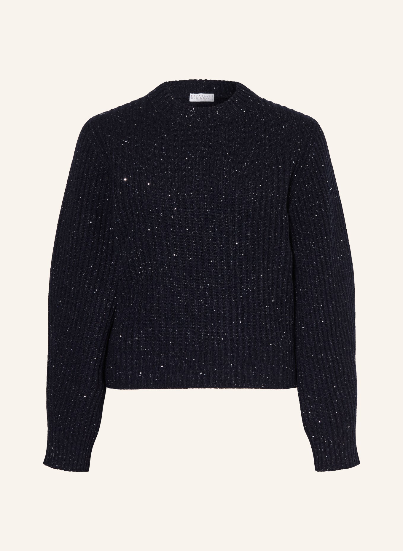 BRUNELLO CUCINELLI Pullover mit Cashmere und Glitzergarn: DUNKELBLAU