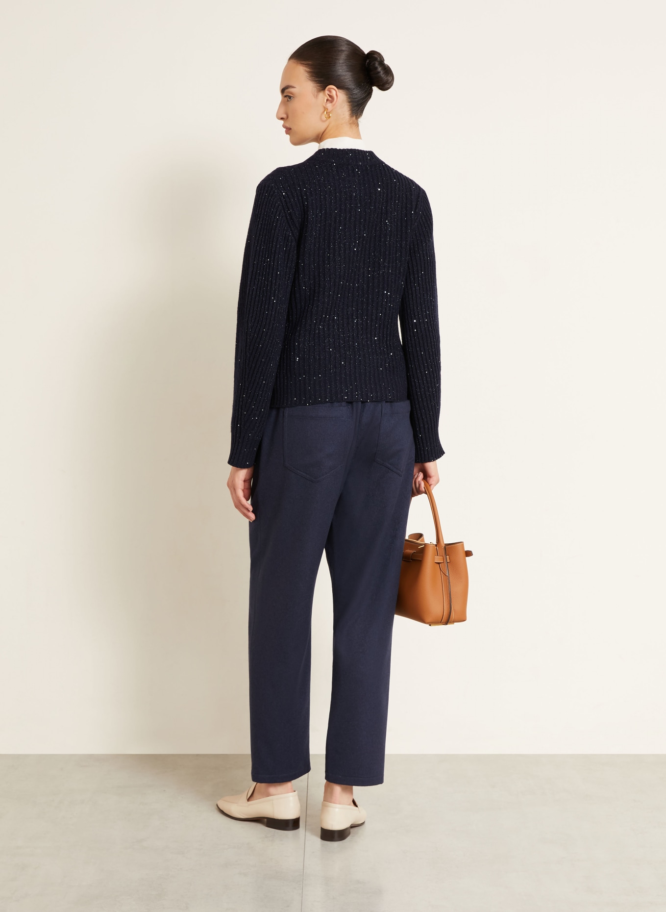 BRUNELLO CUCINELLI Pullover mit Cashmere und Glitzergarn: DUNKELBLAU